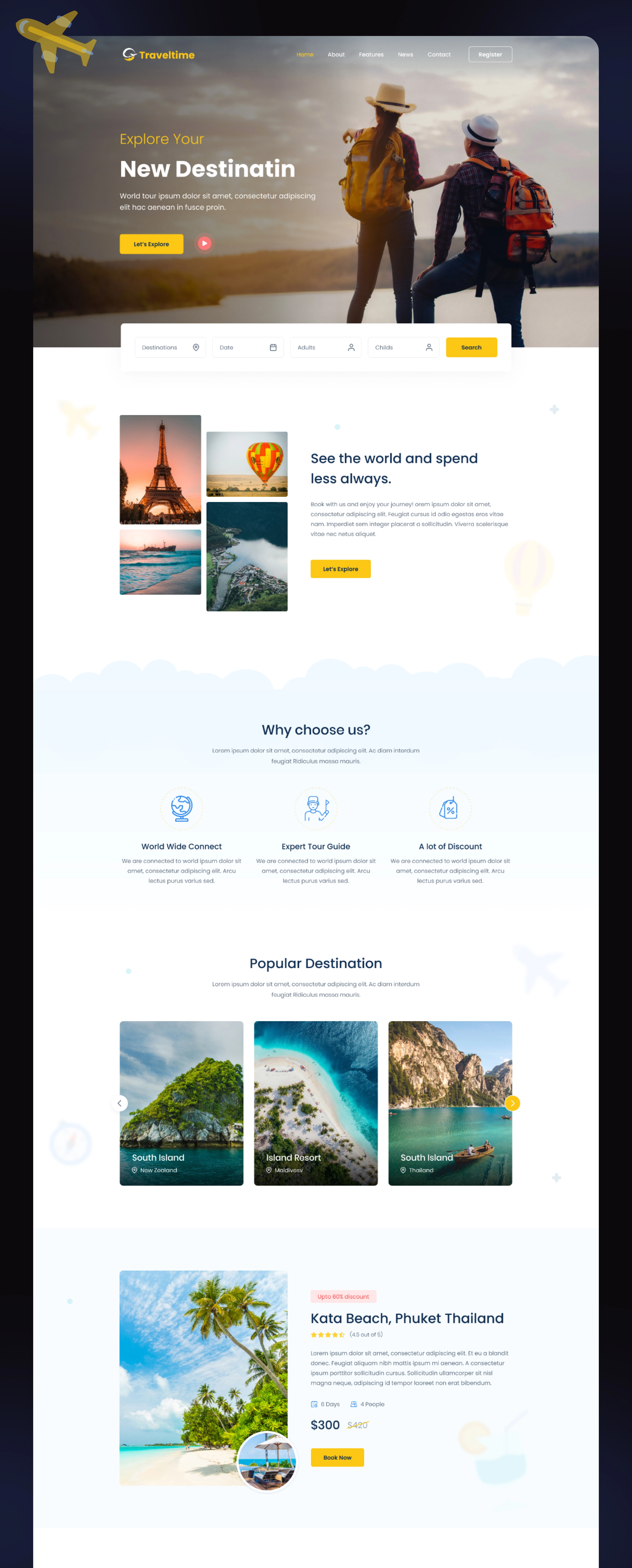 Traveltime – Travel Agency Landing Page Design