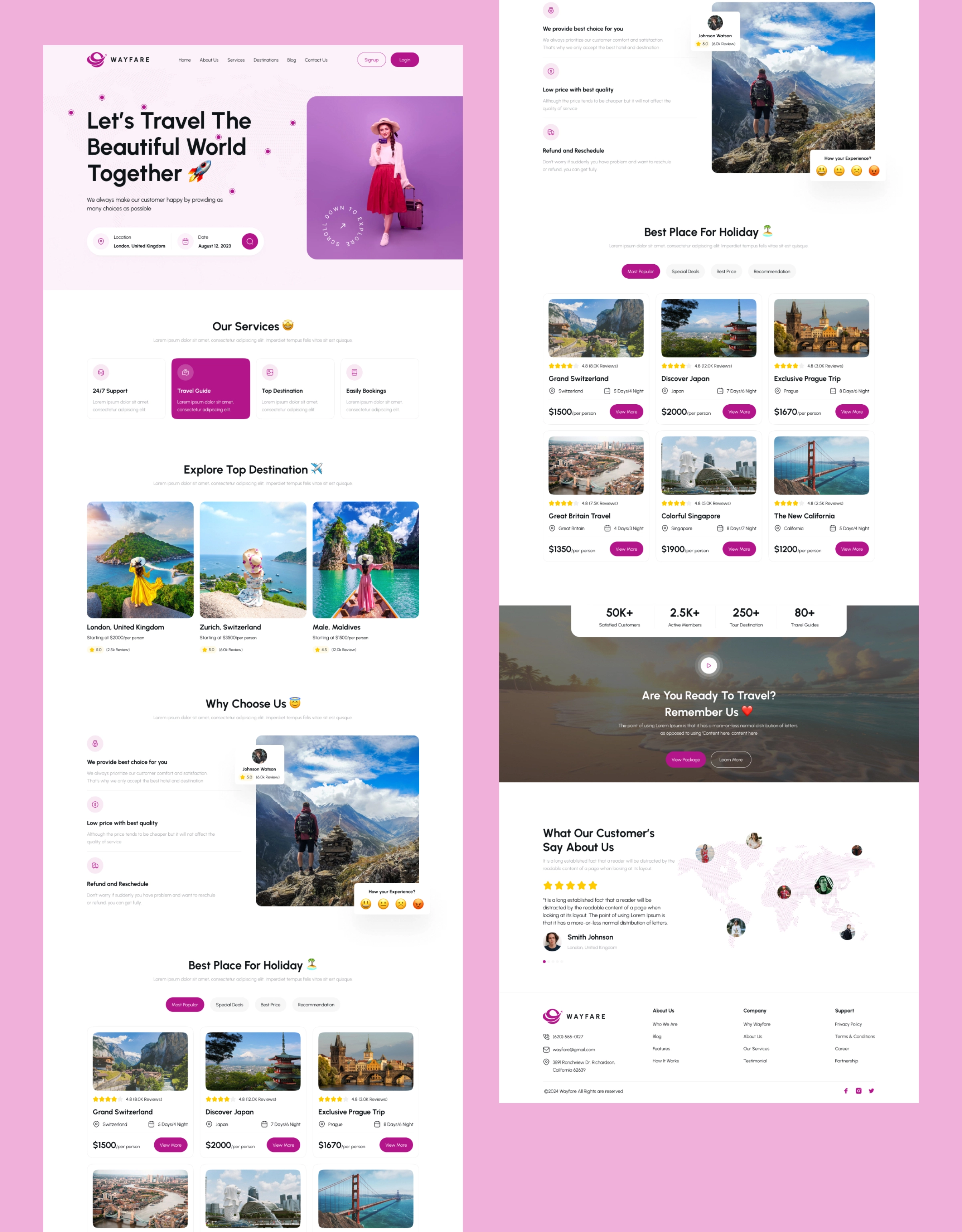 Wayfare – Modern Travel Agency Website UI/UX Design