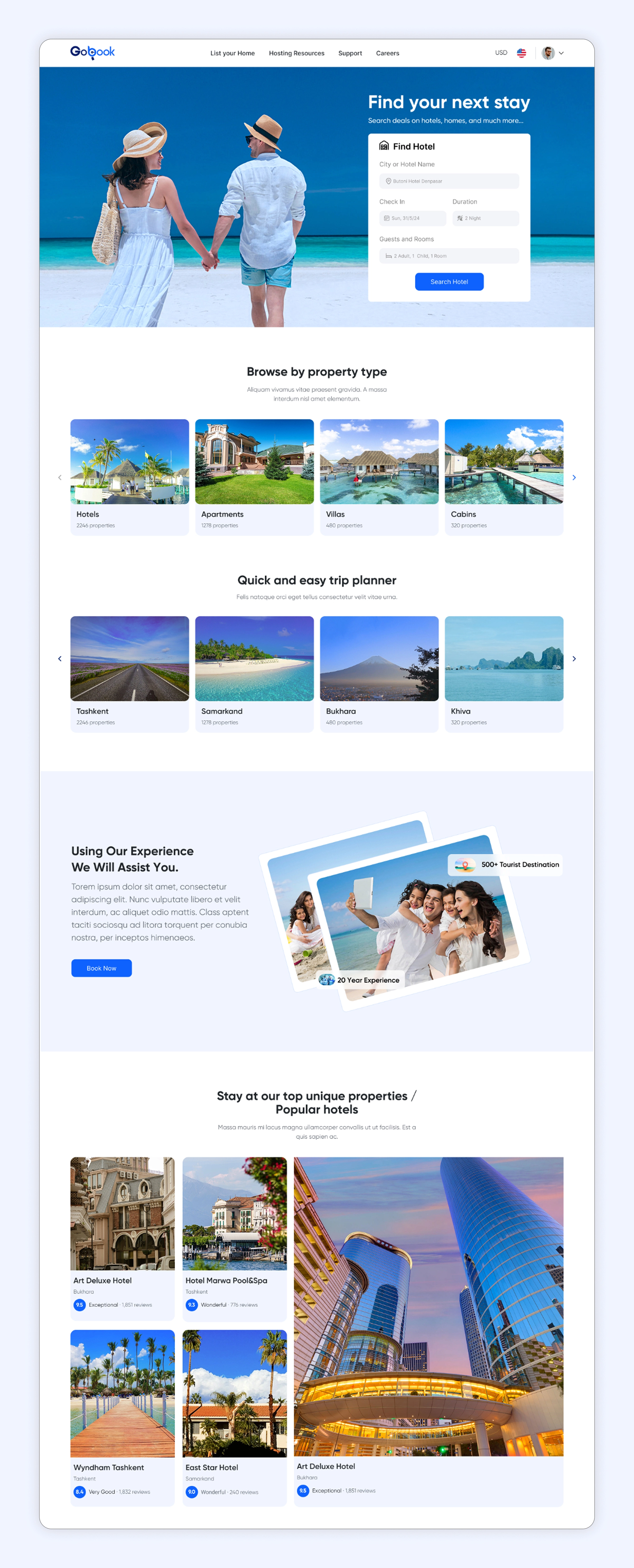GOBook | Property Booking Website UI/UX Design