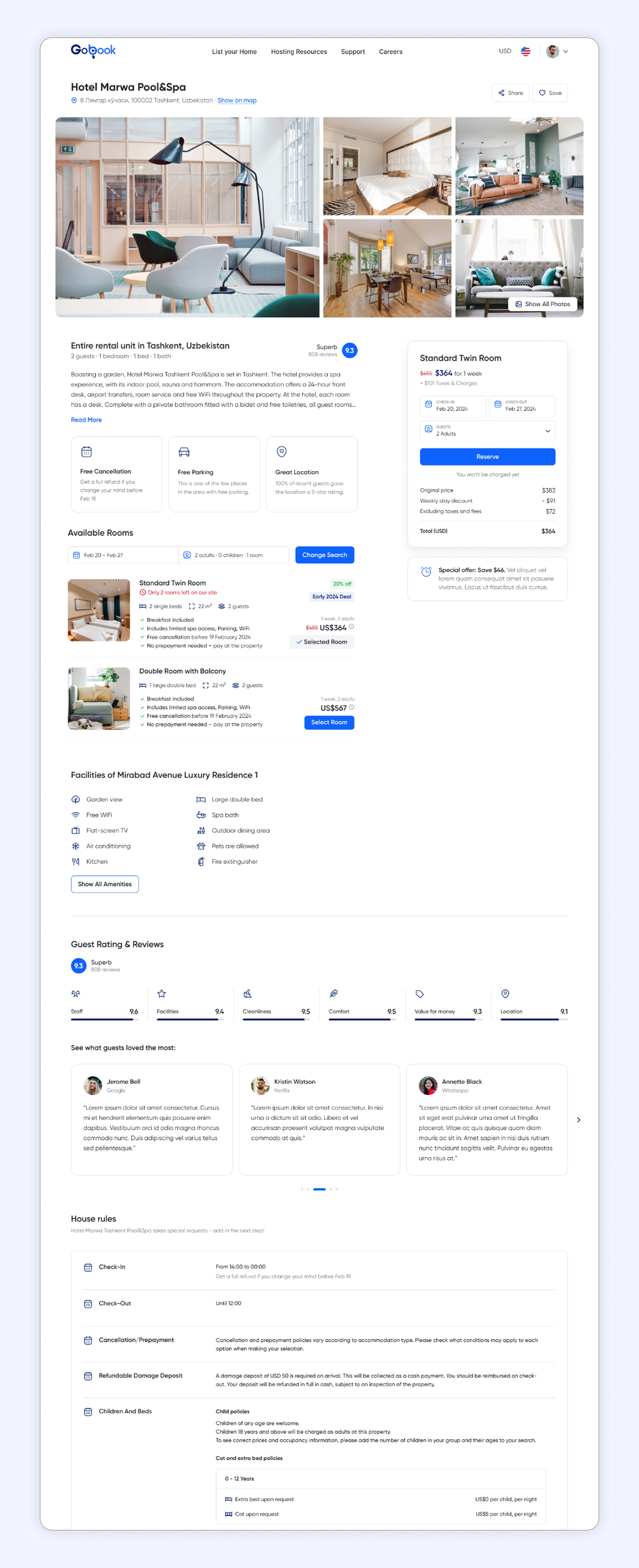 GOBook | Property Booking Website UI/UX Design