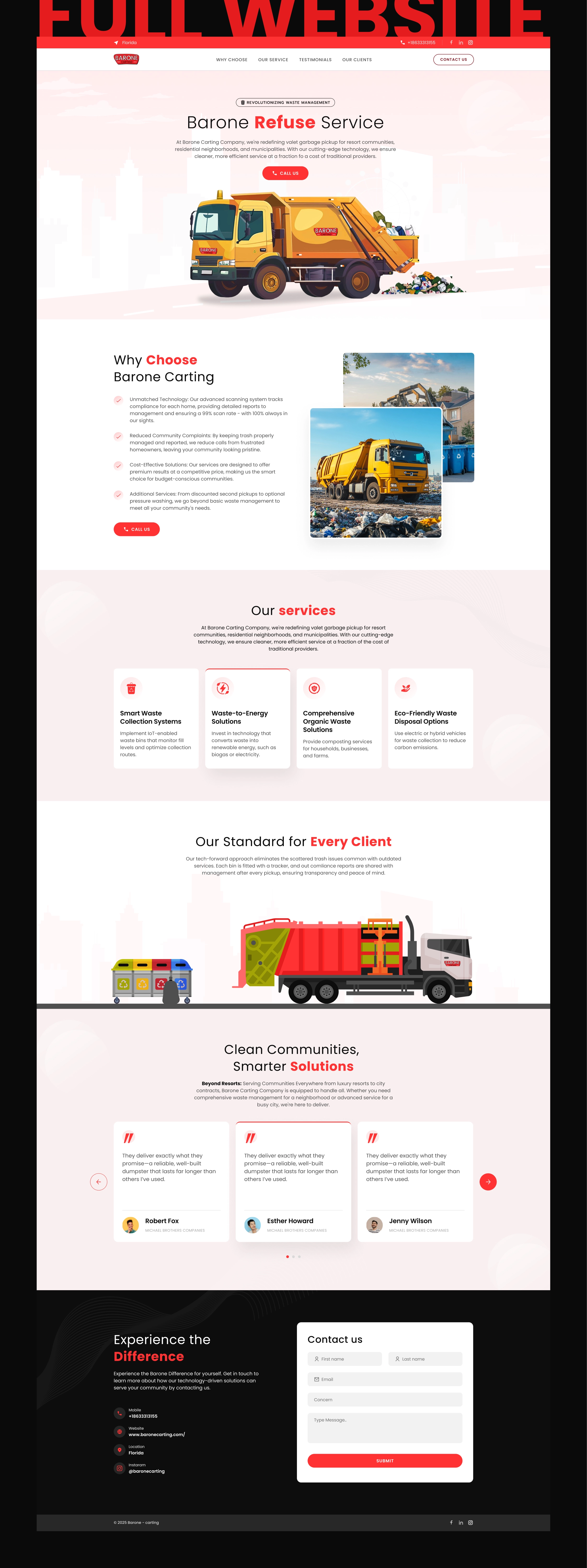 Barone Carting | Waste Management Landing Page Design
