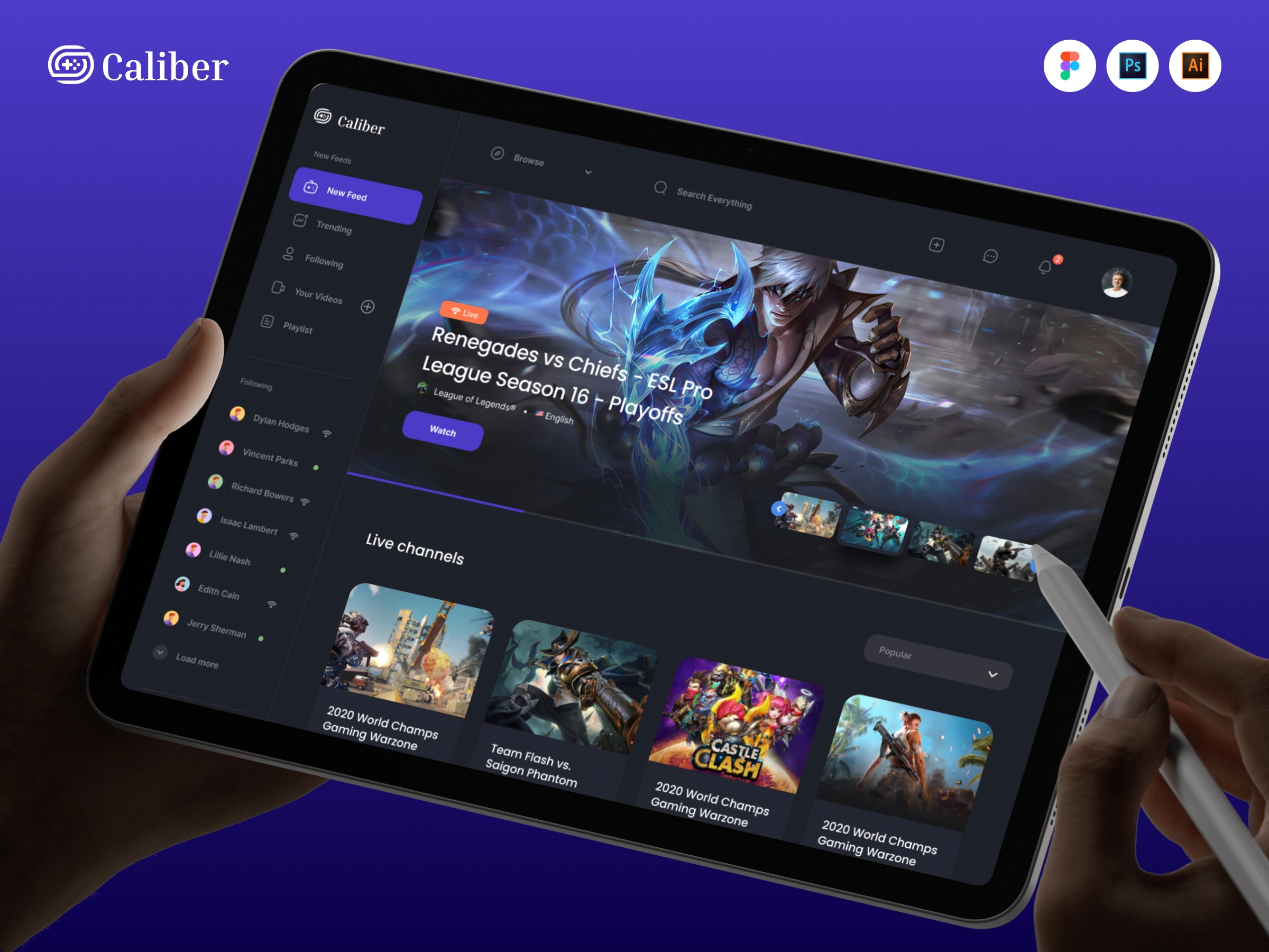 Caliber – Gaming Dashboard & Streaming Platform