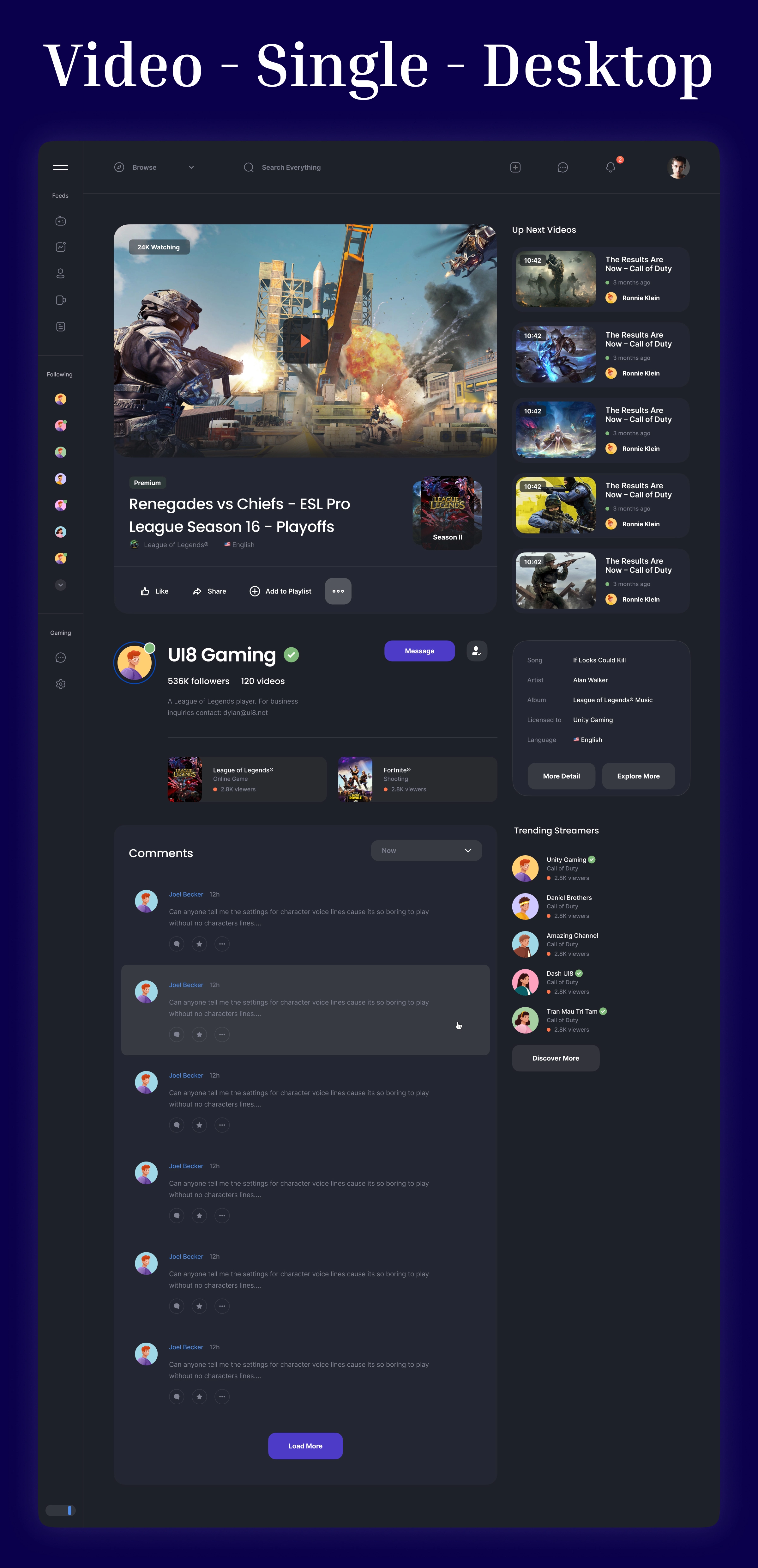 Caliber – Gaming Dashboard & Streaming Platform