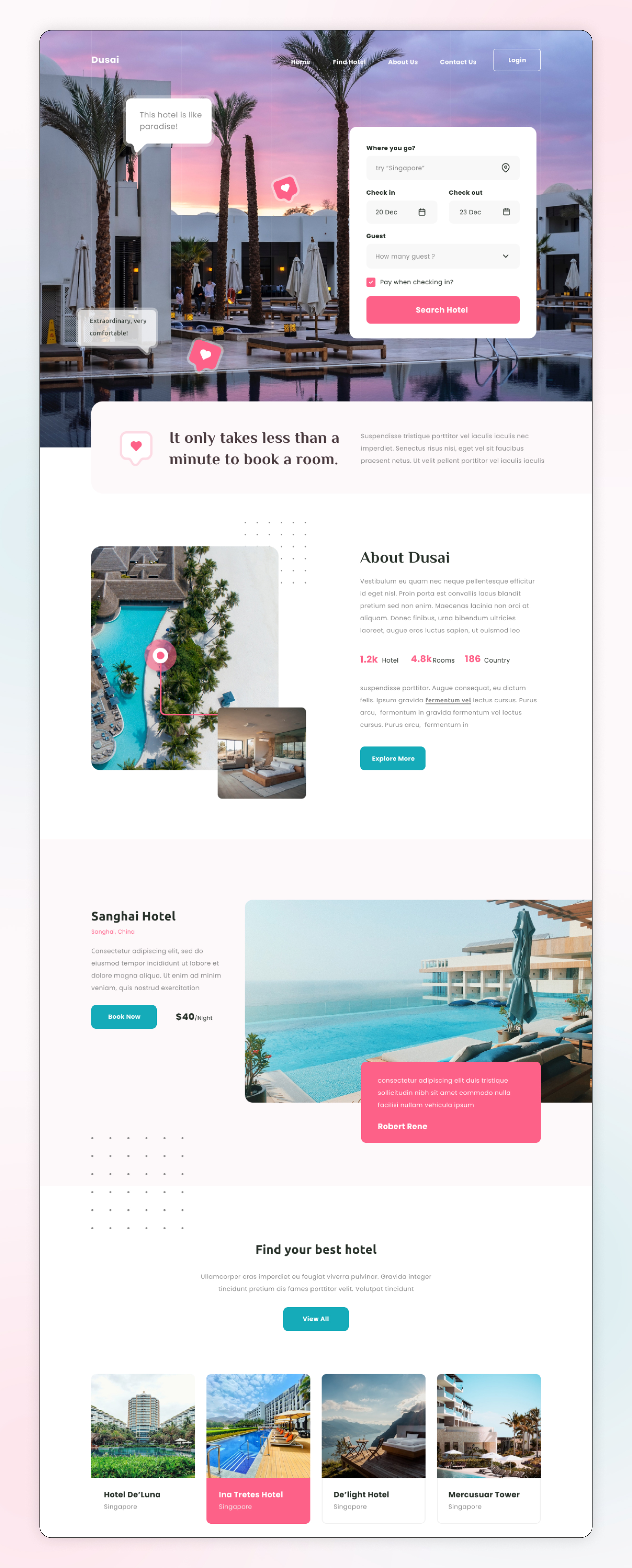 Dusai – Travel Agency Landing Page Design
