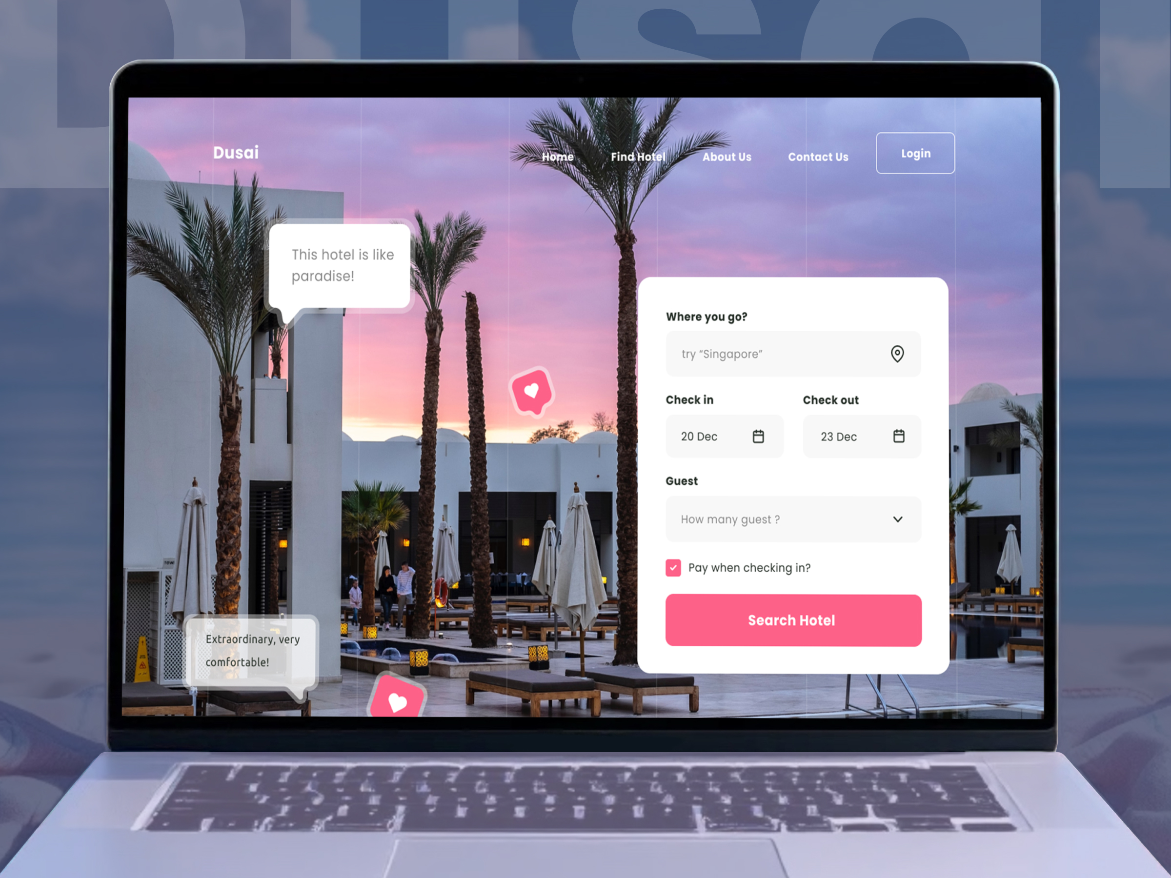 Dusai – Travel Agency Landing Page Design