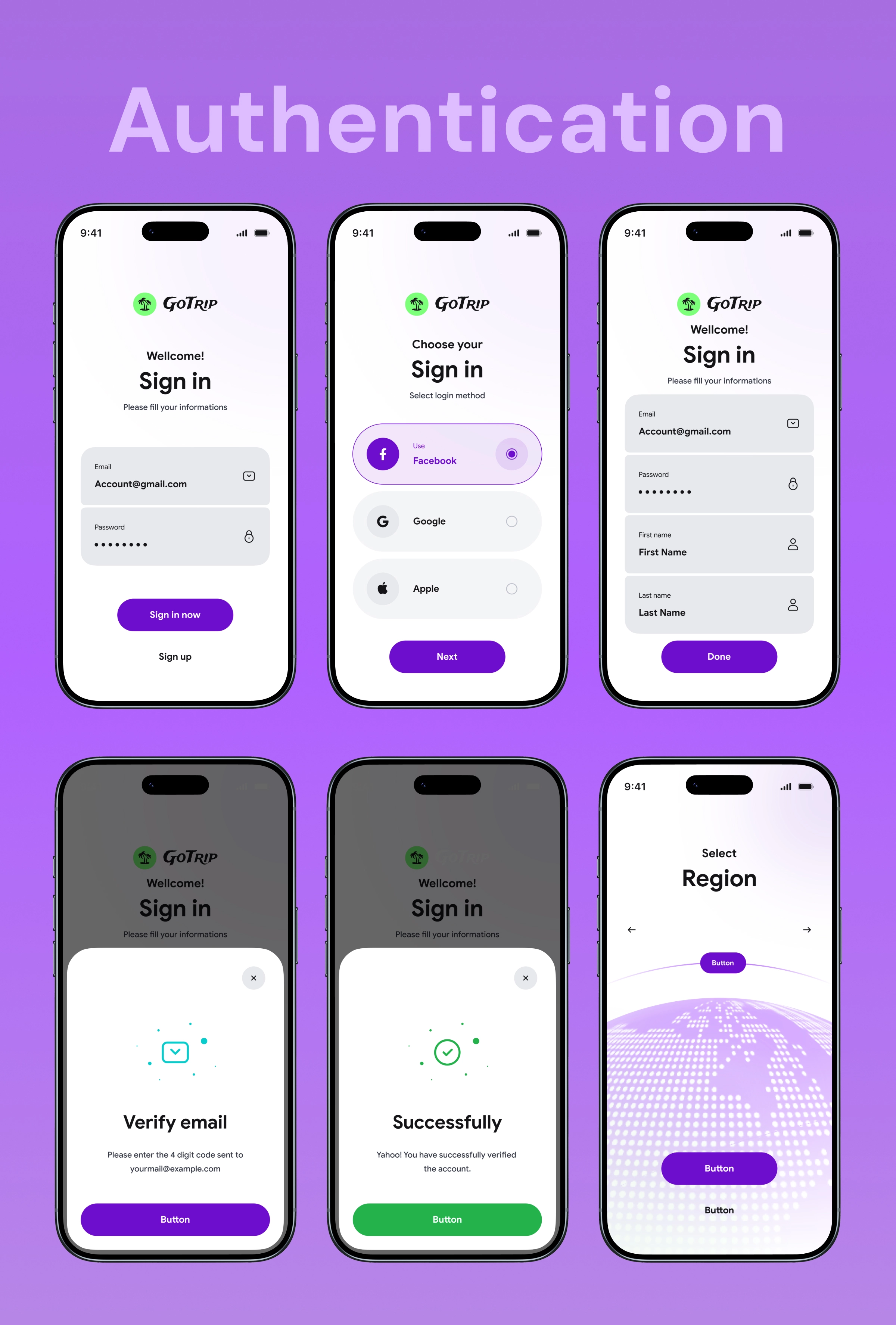 GoTrip – Smart Travel Planner Mobile App UI