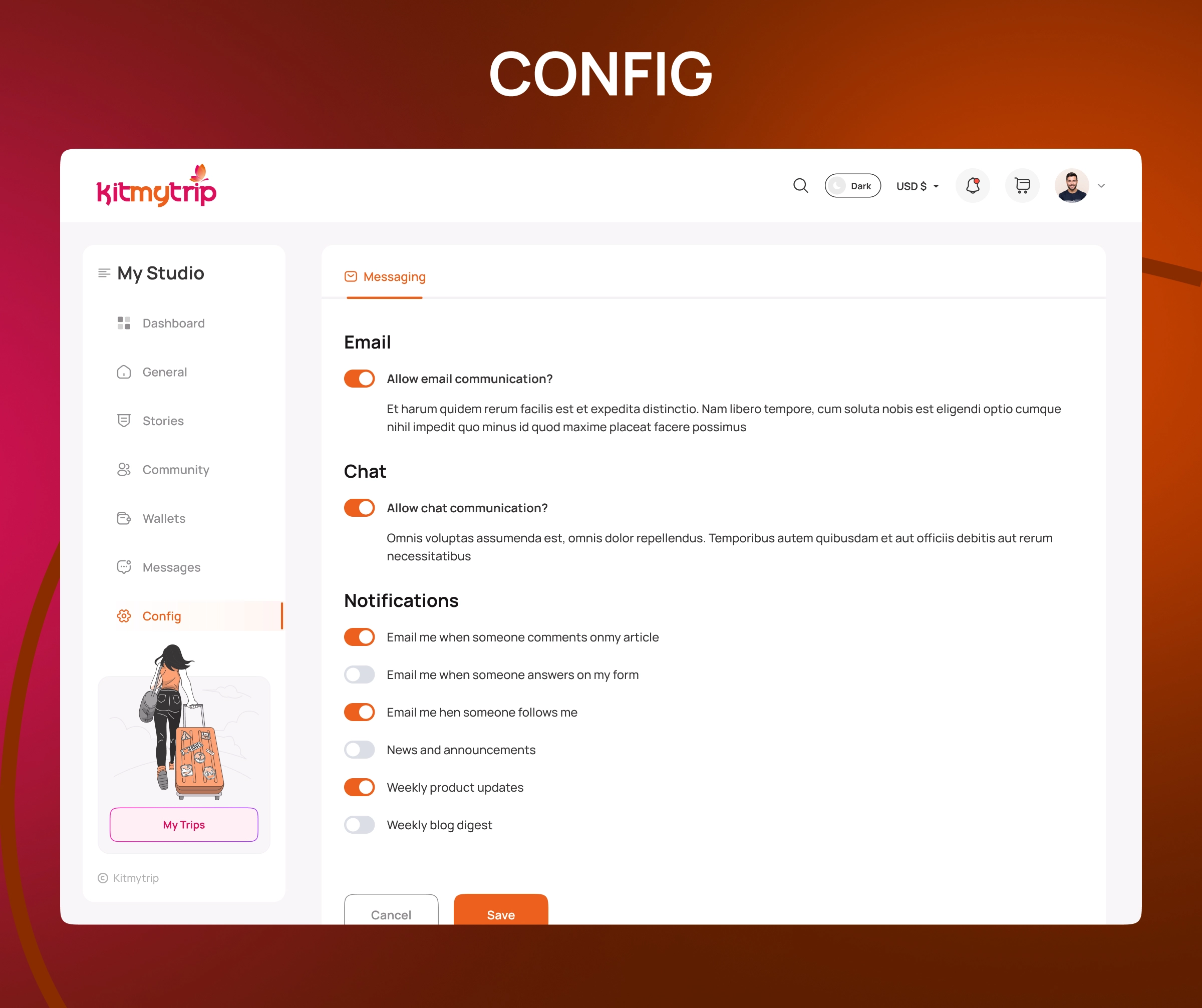 Kitmytrip – Travel Admin Dashboard & Community Platform