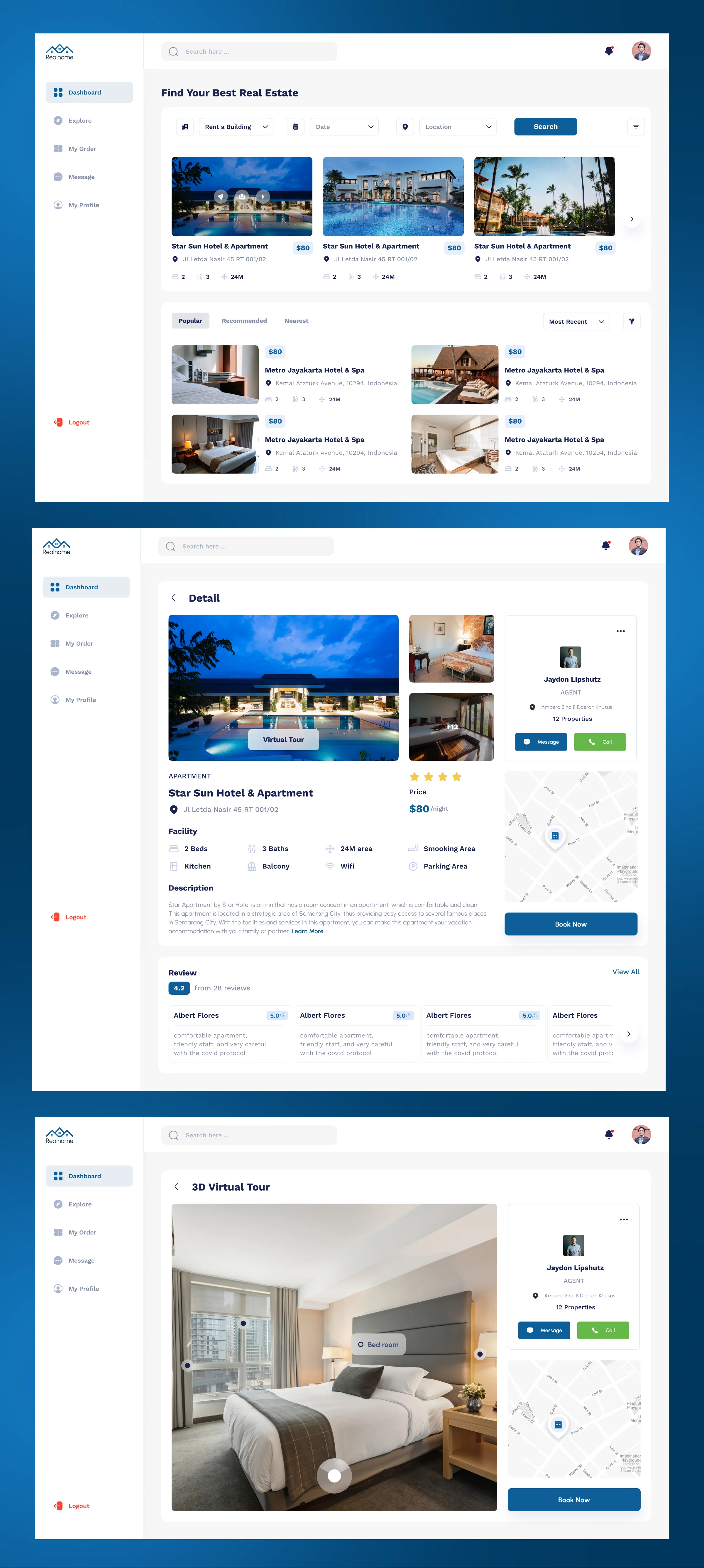 Real Home | Online Property Booking Dashboard UI/UX Design