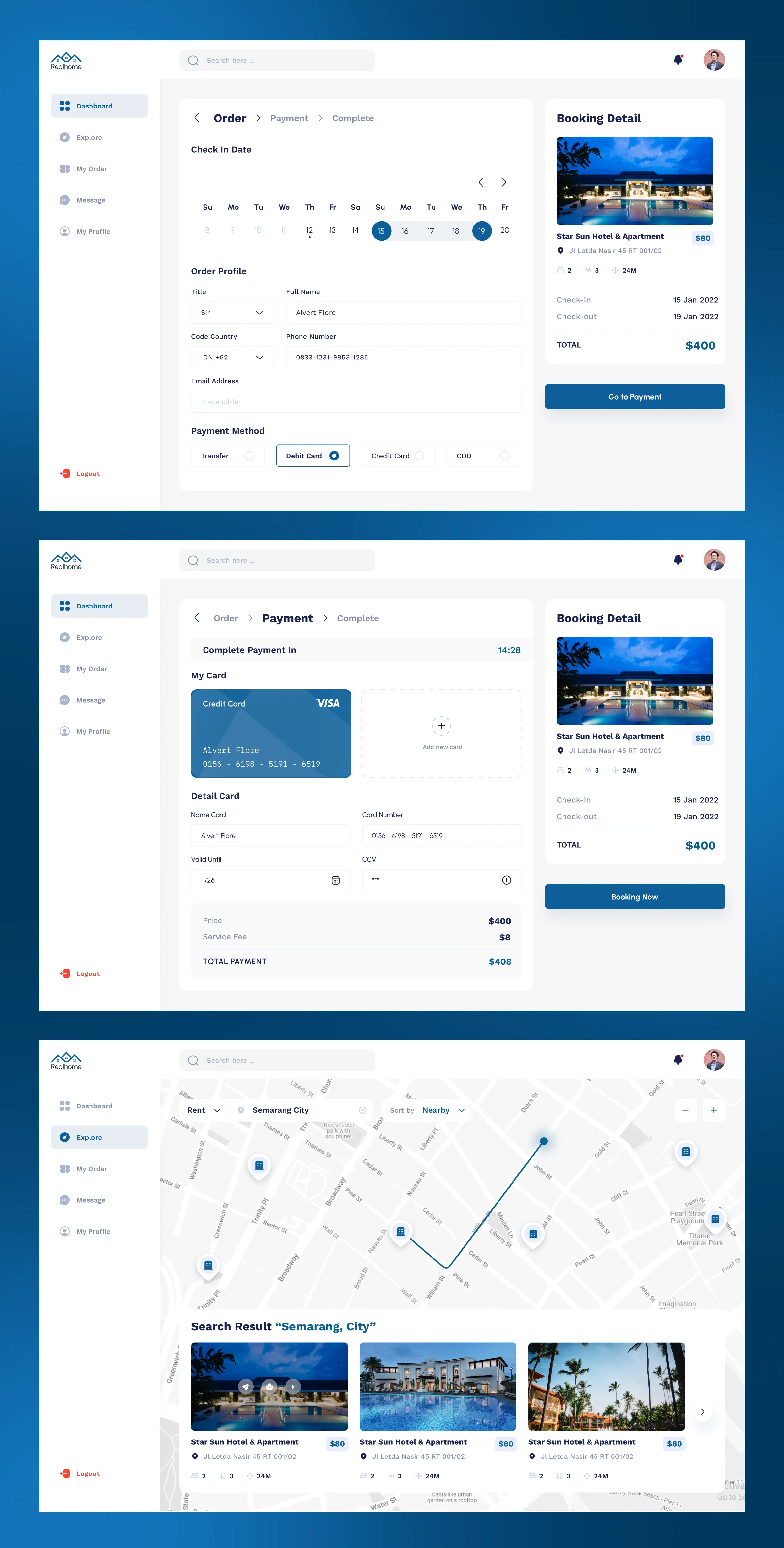 Real Home | Online Property Booking Dashboard UI/UX Design
