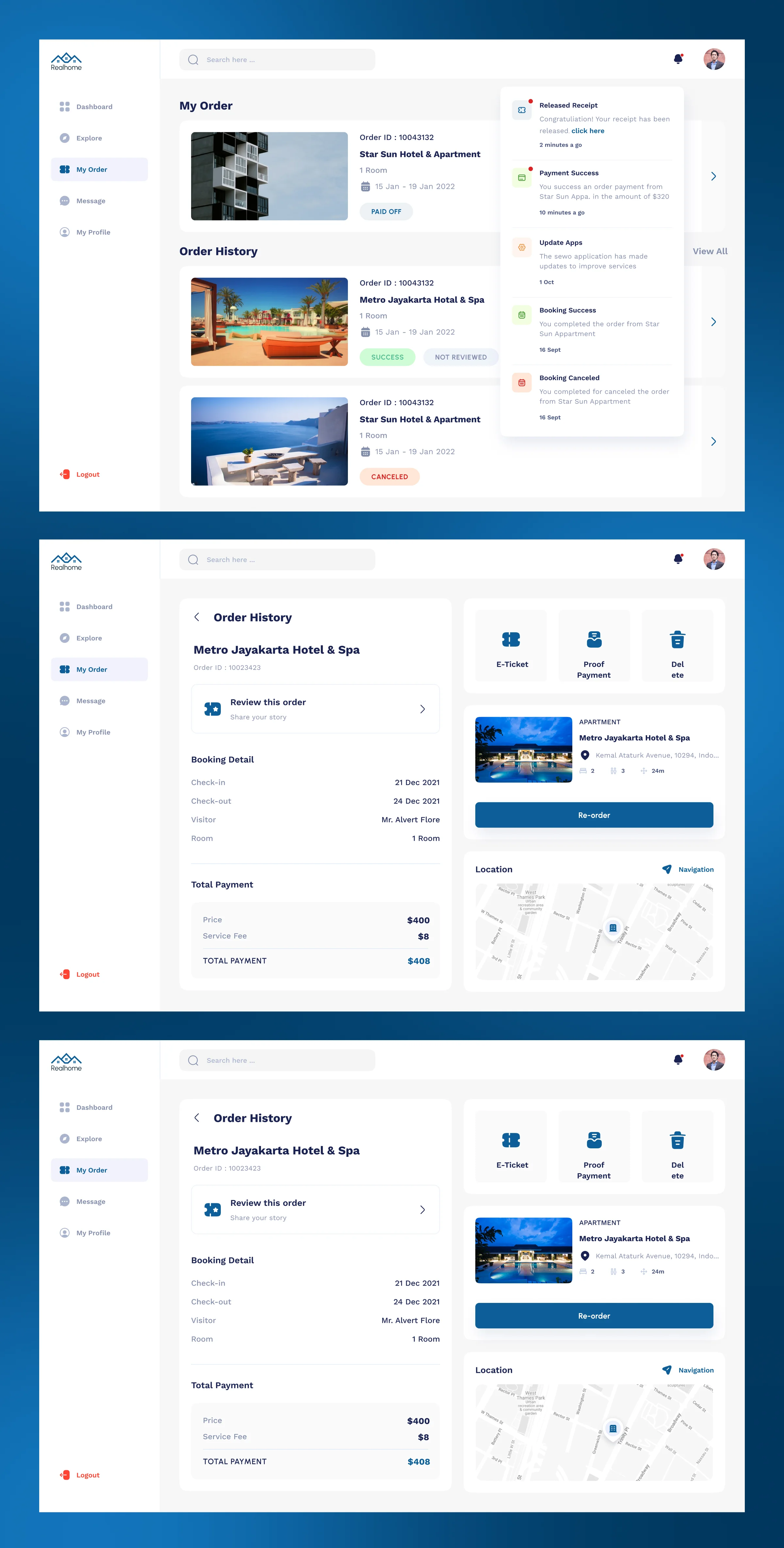 Real Home | Online Property Booking Dashboard UI/UX Design
