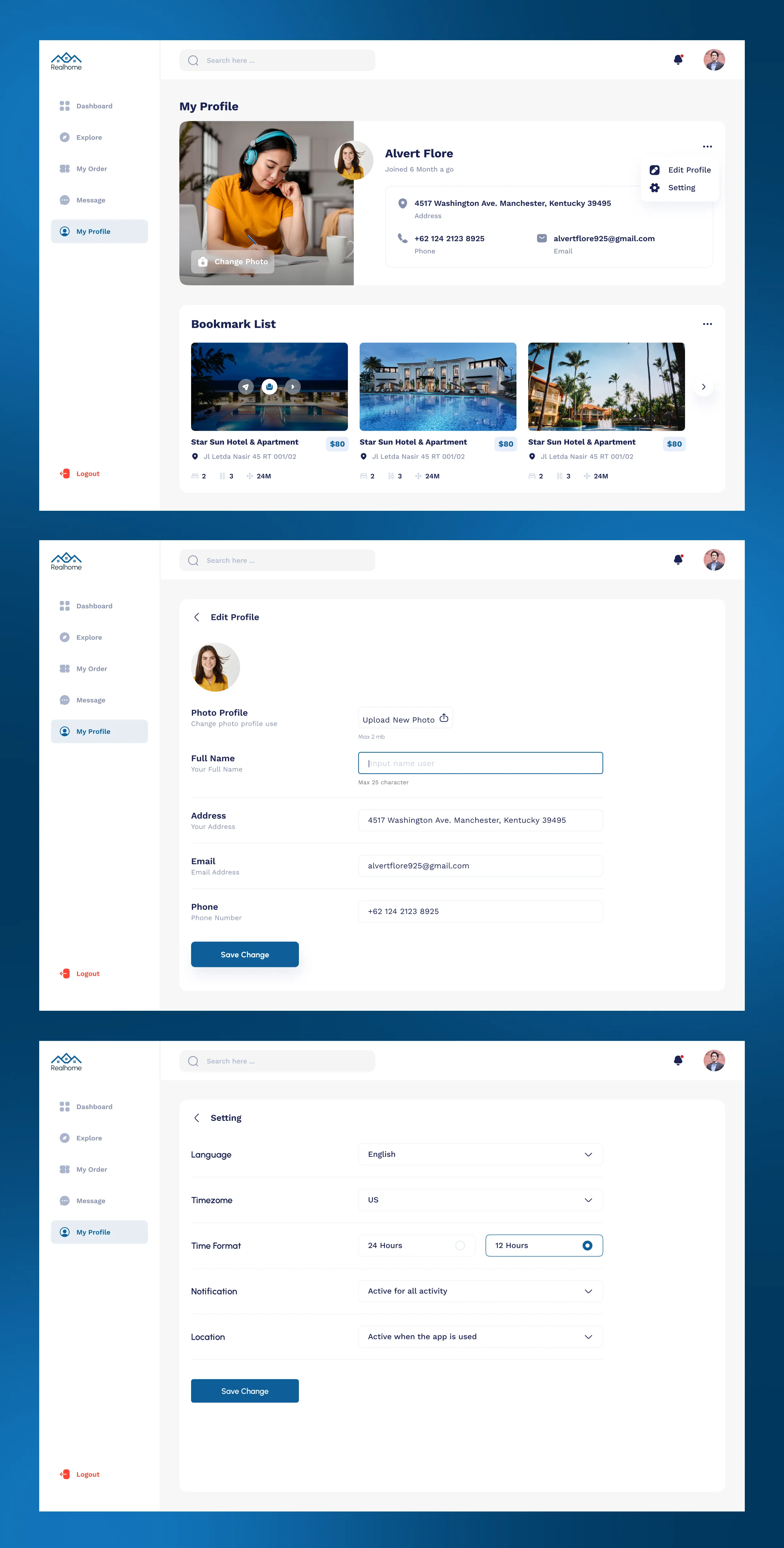 Real Home | Online Property Booking Dashboard UI/UX Design
