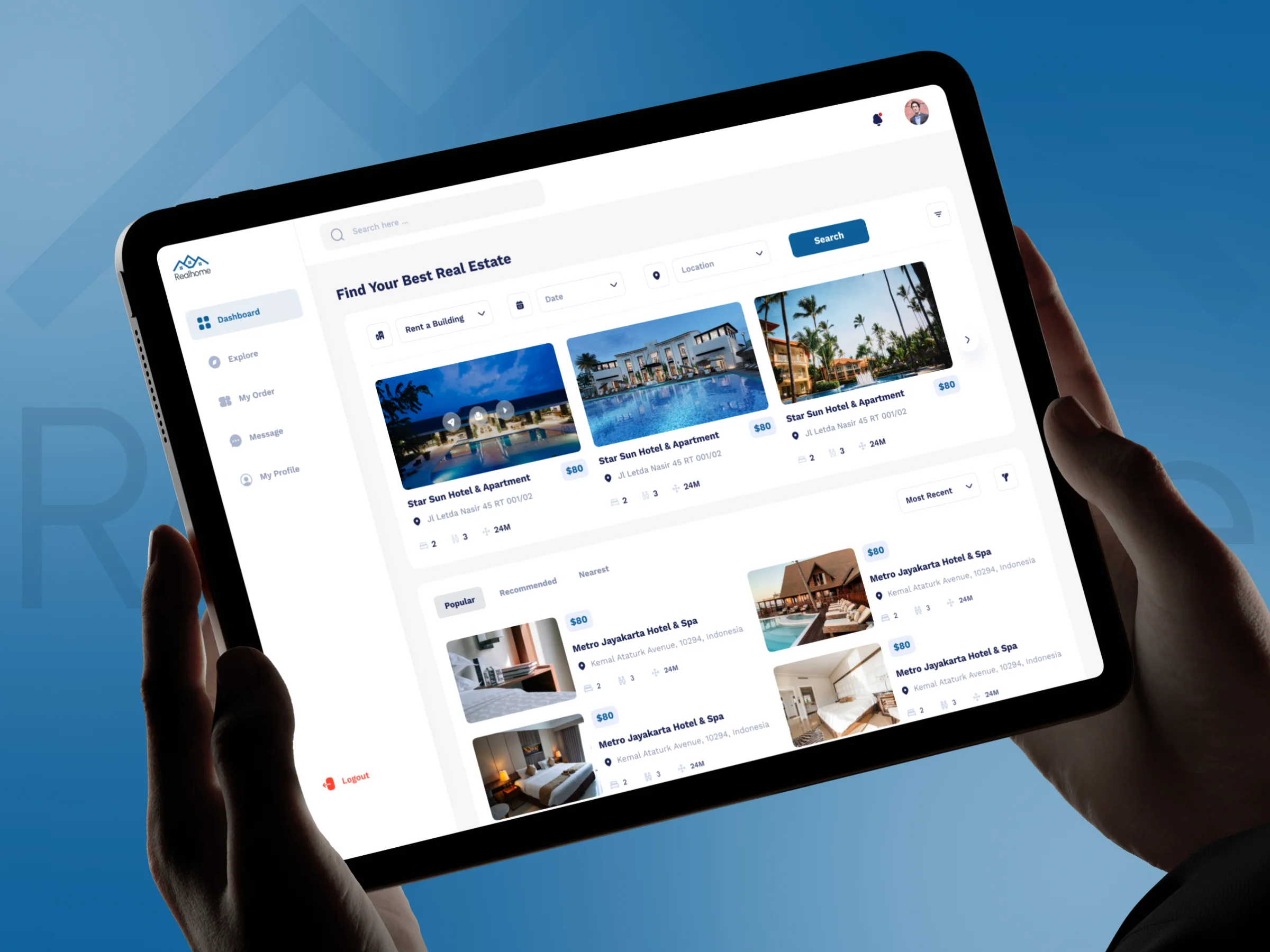 Real Home | Online Property Booking Dashboard UI/UX Design