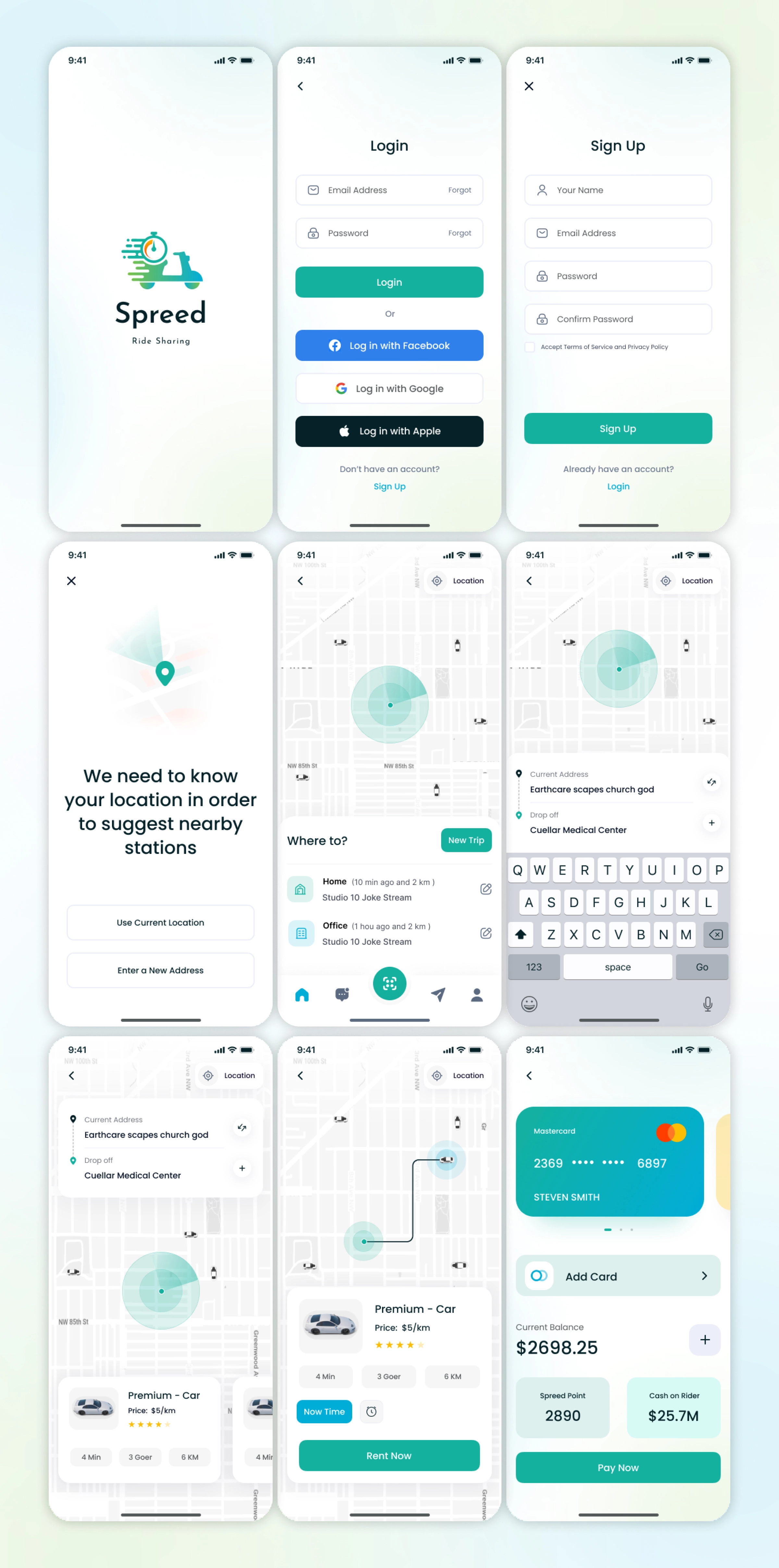 Speed Ride Sharing Mobile App | Figma UI/UX Design
