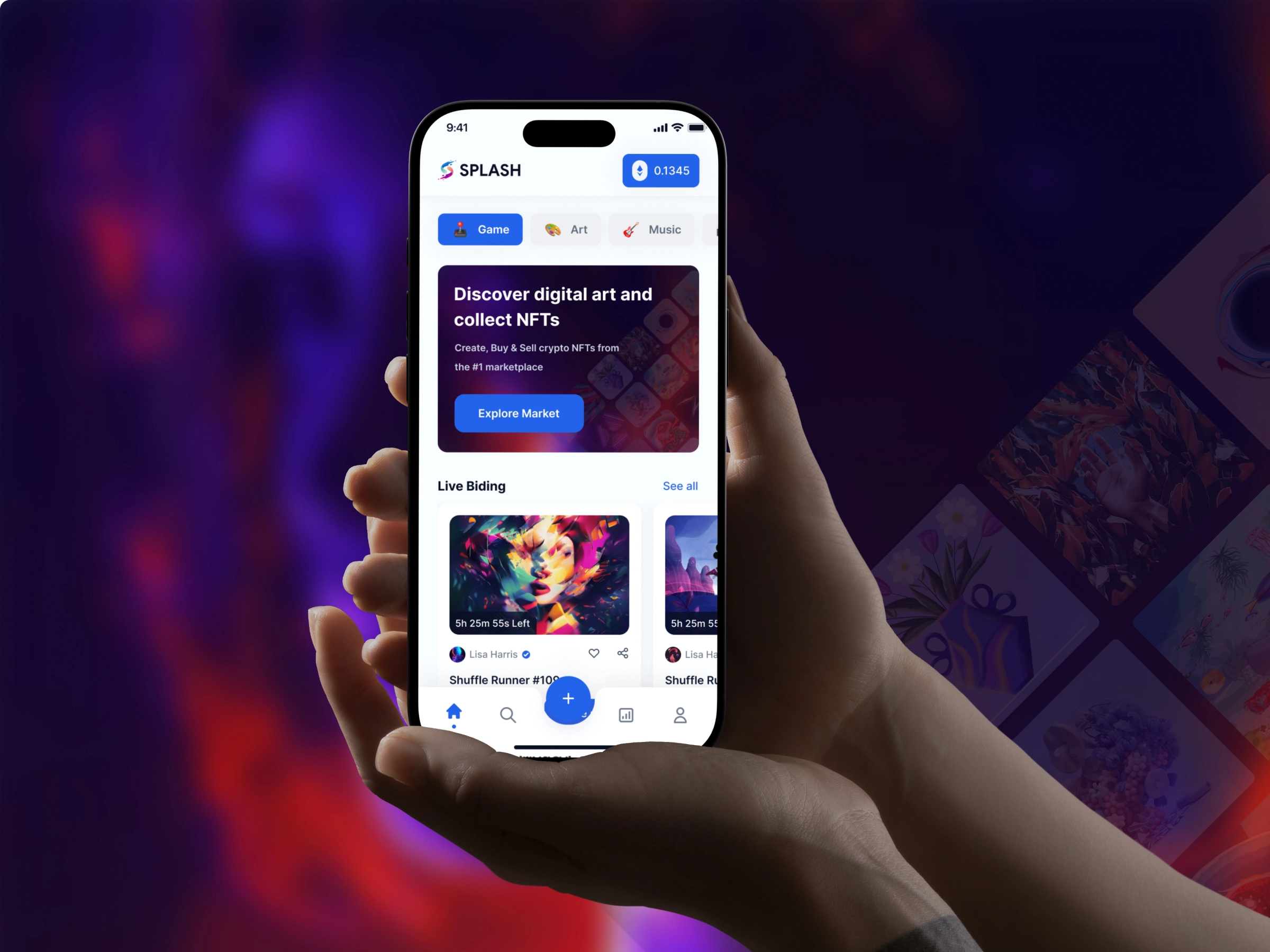Splash – NFT Marketplace Mobile App Design