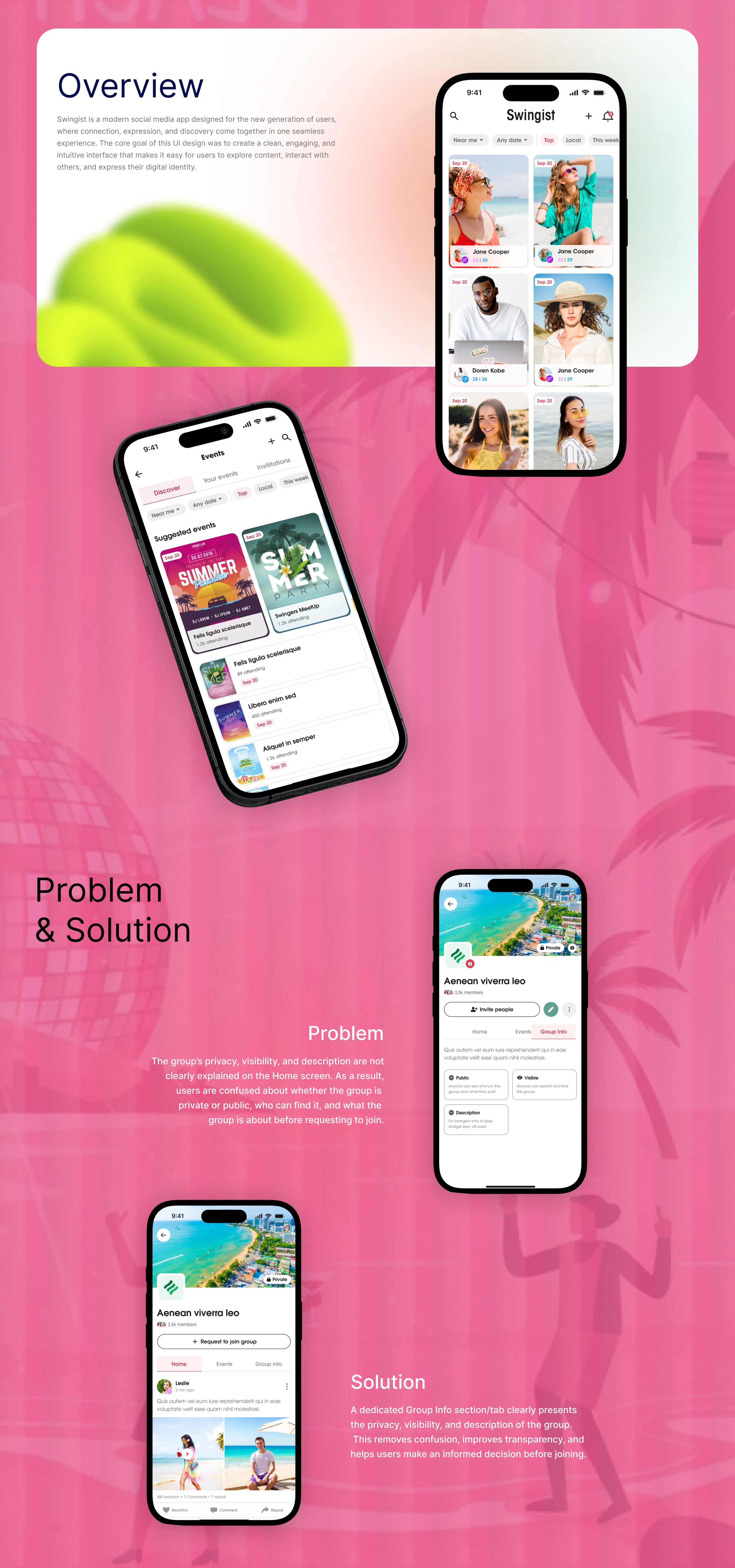 Swingist – Social Media App UI/UX Design | Event & Community Platform