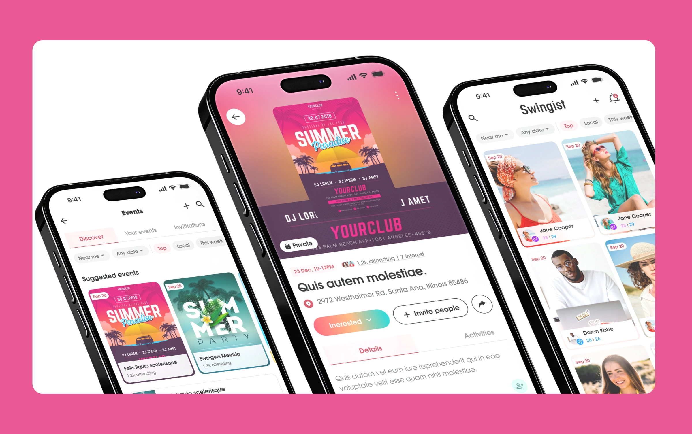 Swingist – Social Media App UI/UX Design | Event & Community Platform