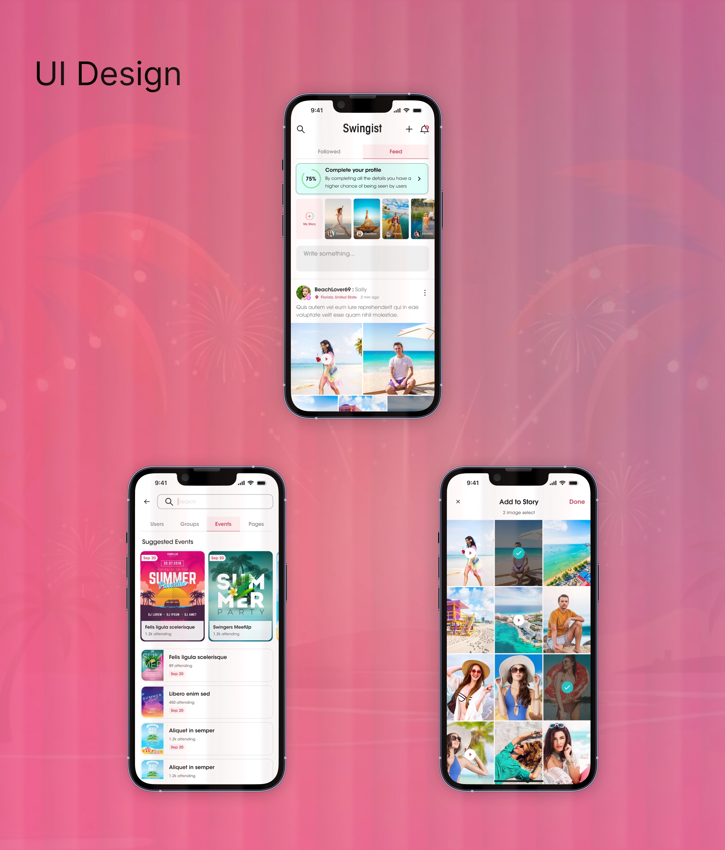 Swingist – Social Media App UI/UX Design | Event & Community Platform