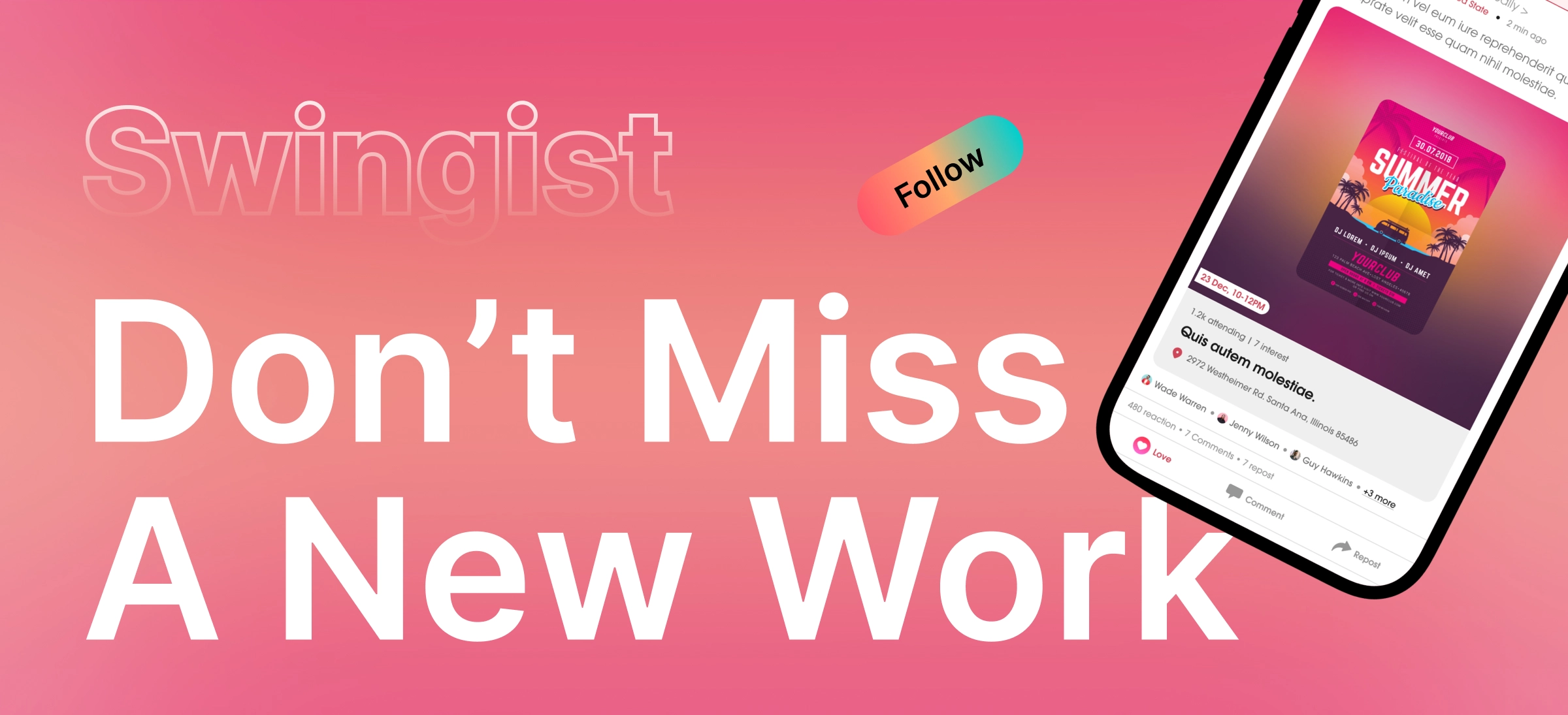 Swingist – Social Media App UI/UX Design | Event & Community Platform