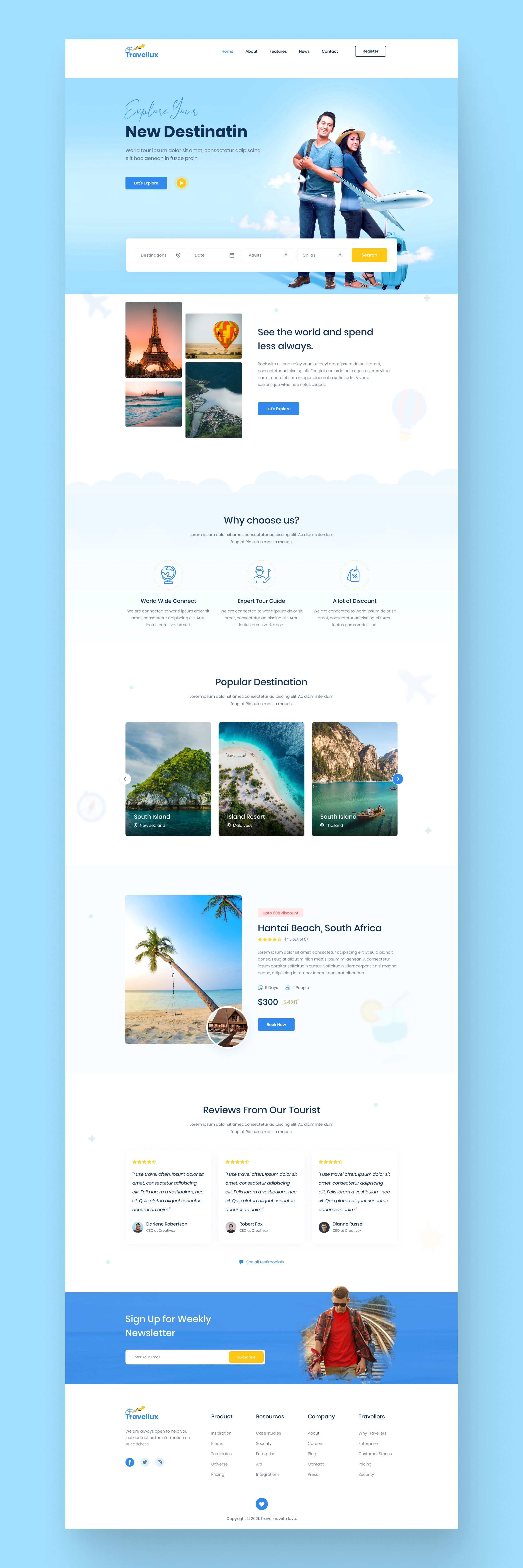 Travellux – Travel Agency Landing Page Design
