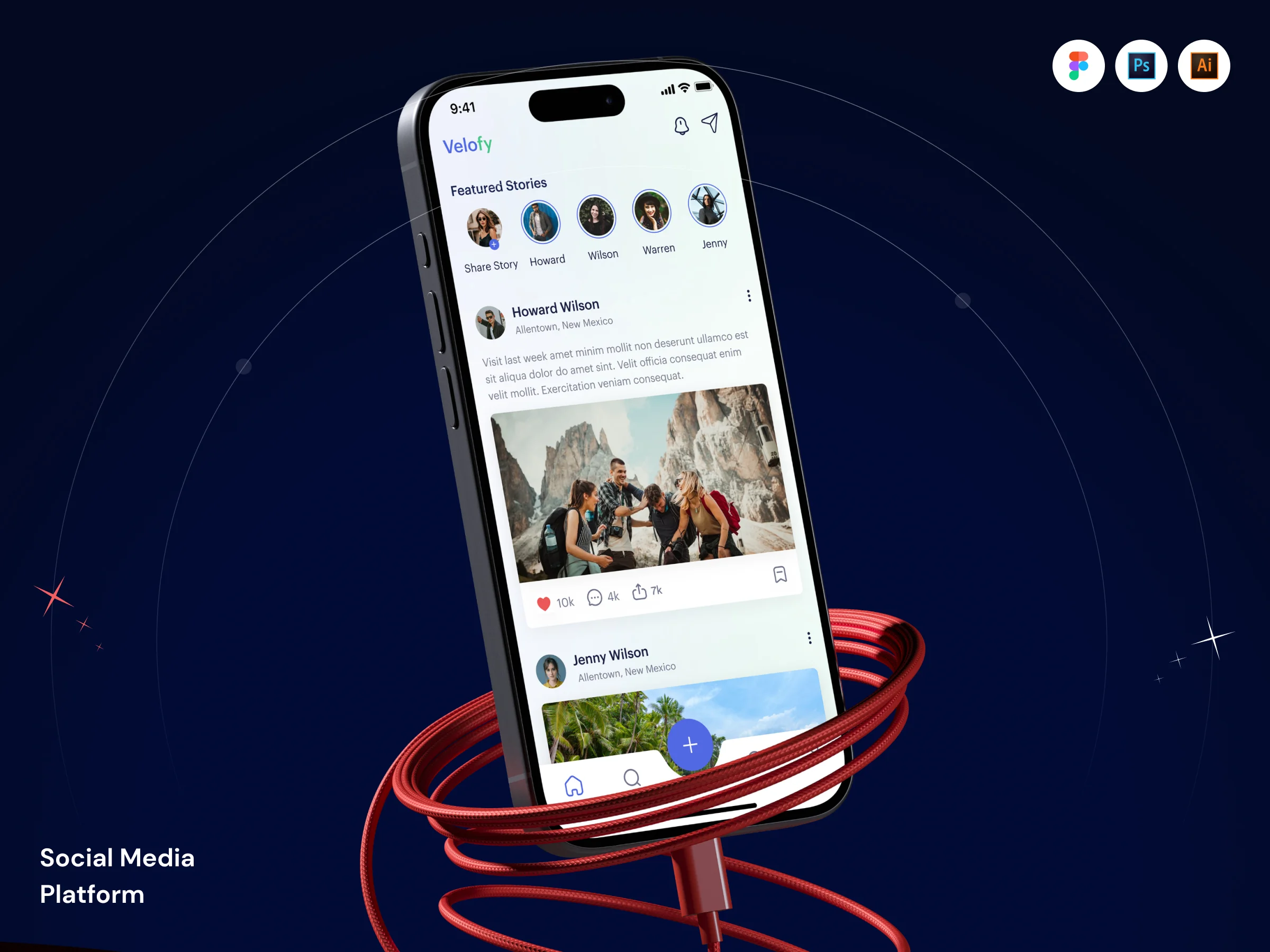 Velofy – Social Media Mobile App Design