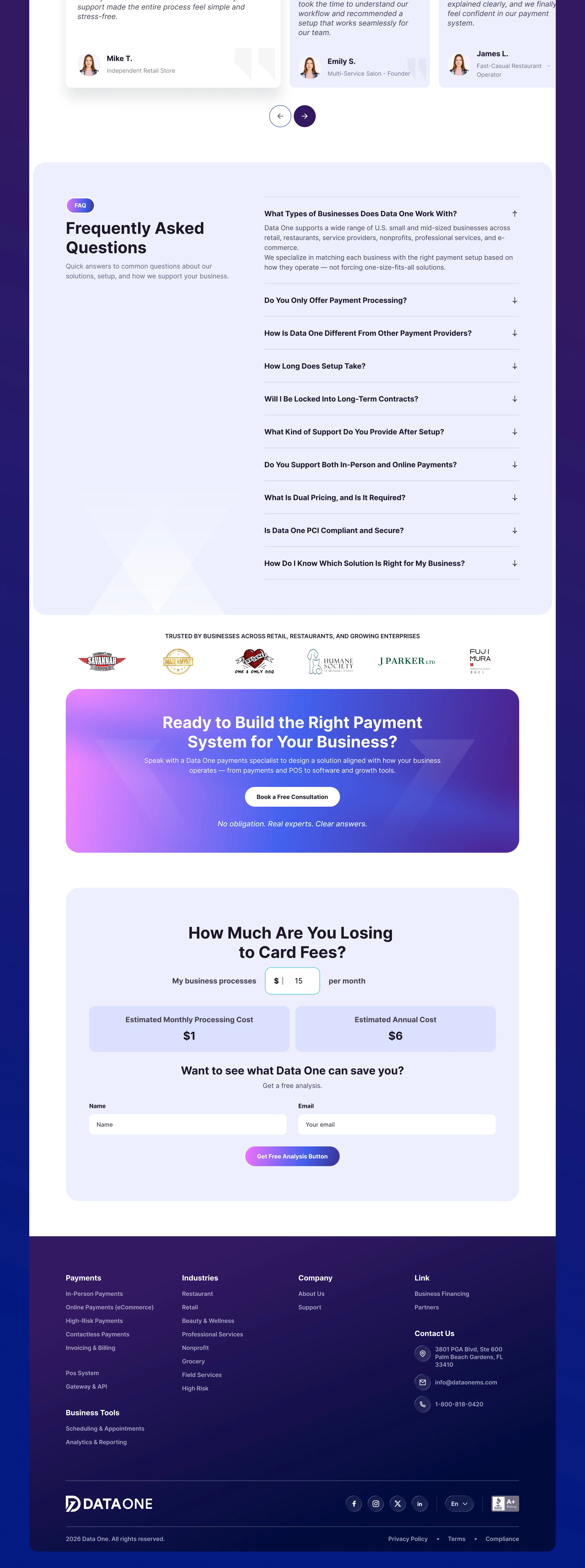 Data One – POS & Payments Management Service Website