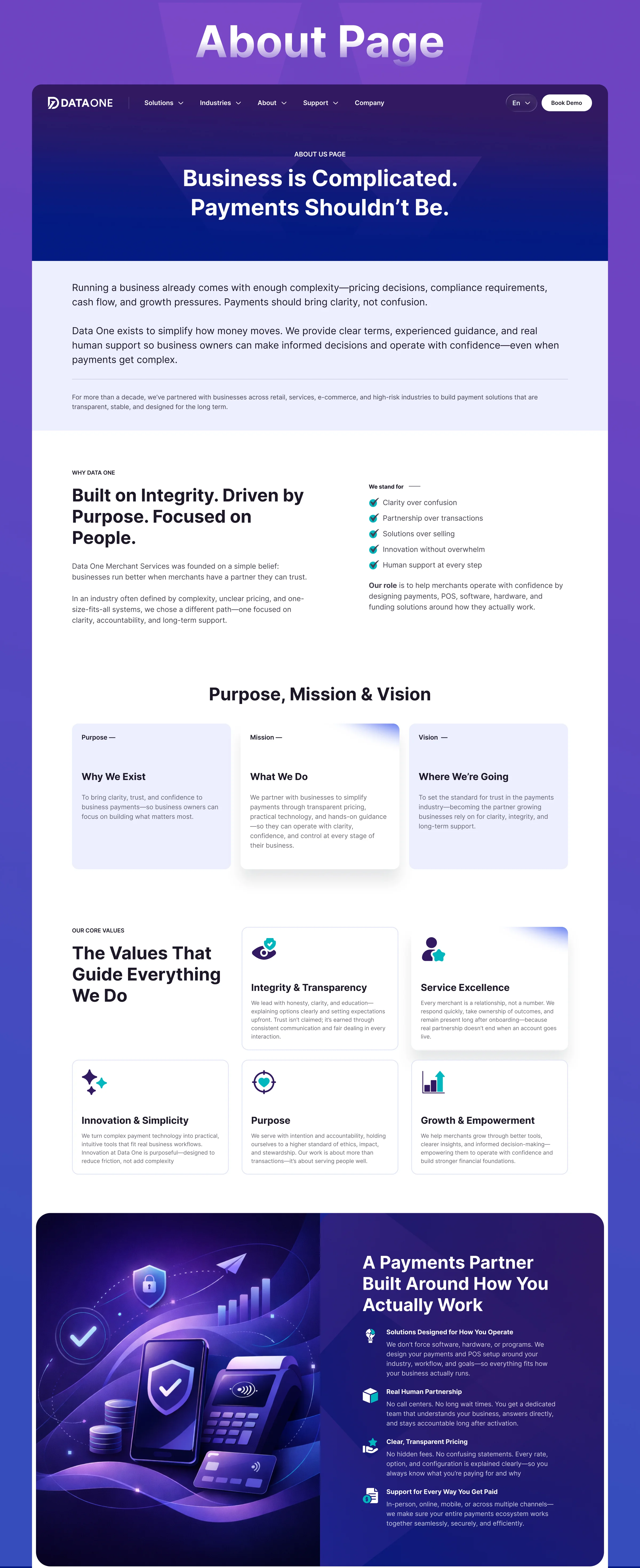 Data One – POS & Payments Management Service Website