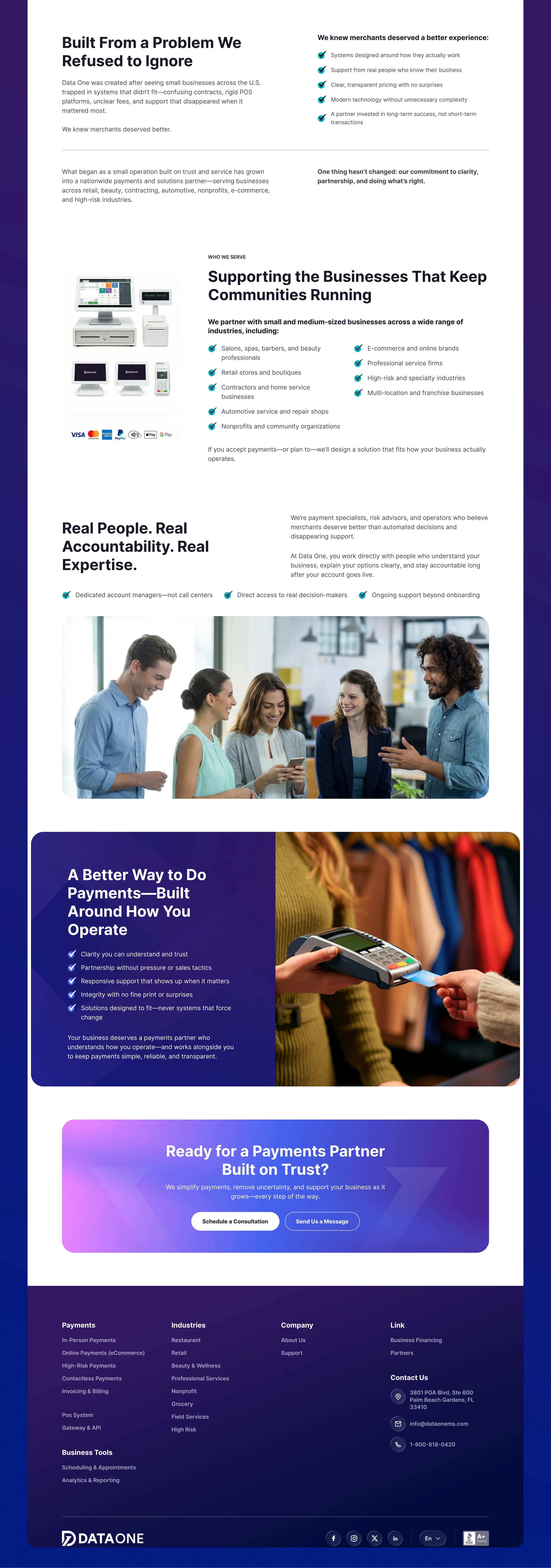 Data One – POS & Payments Management Service Website