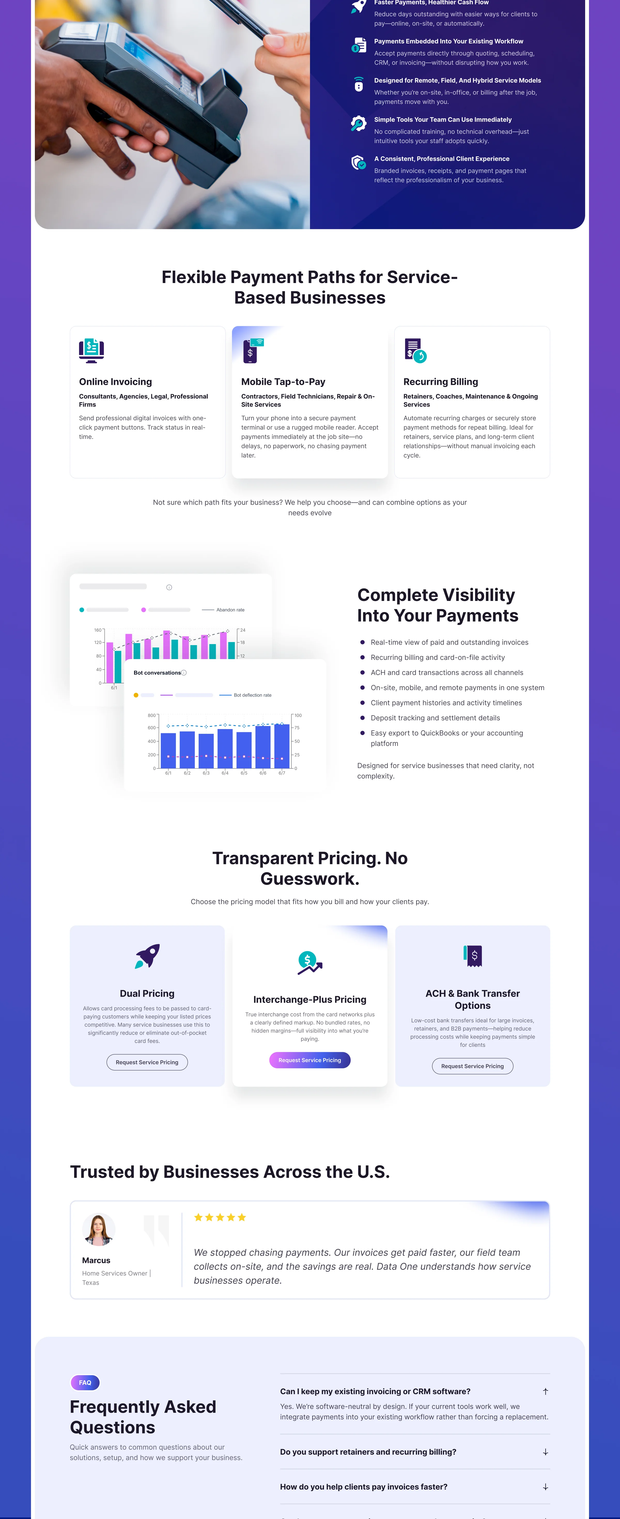 Data One – POS & Payments Management Service Website