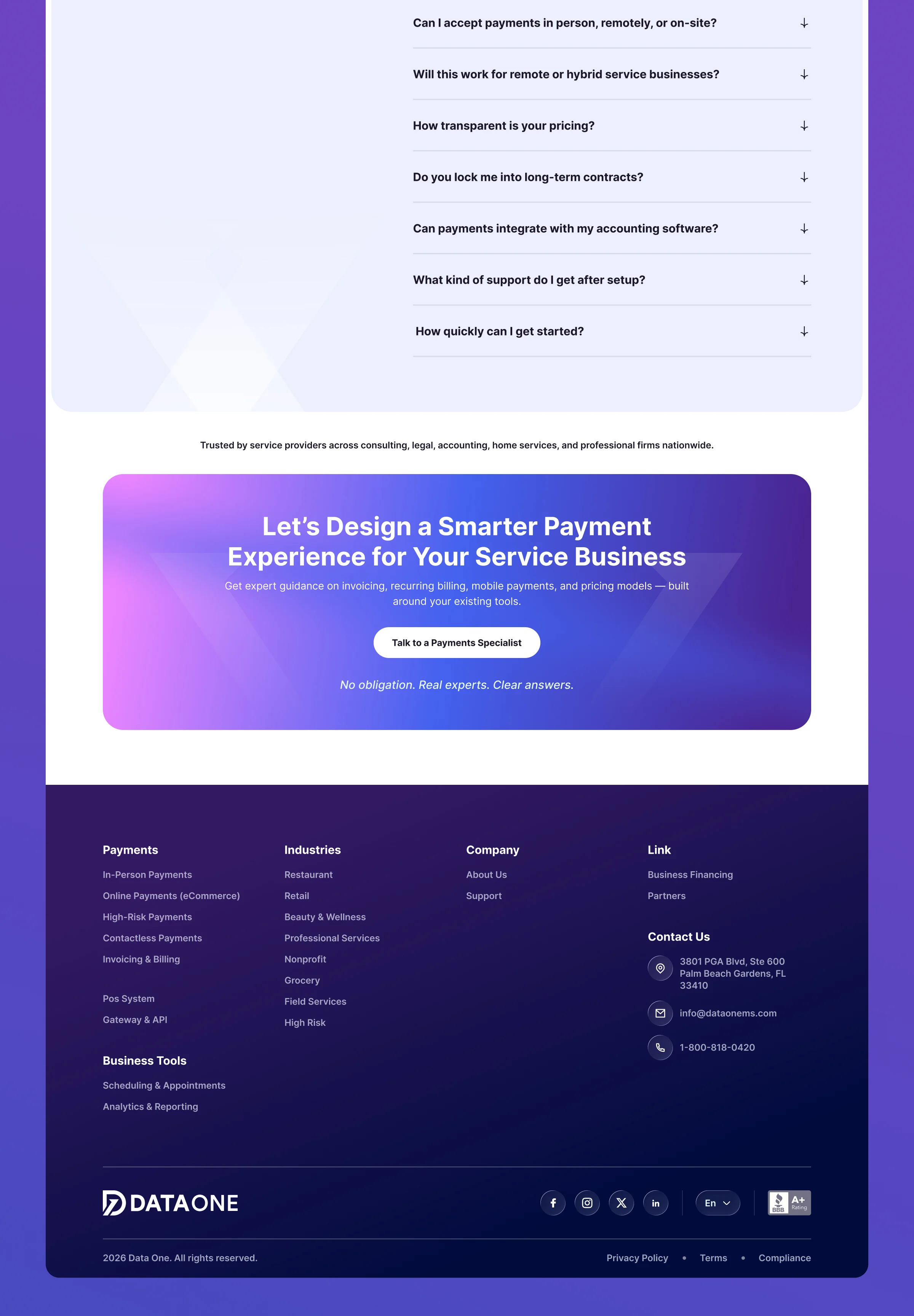 Data One – POS & Payments Management Service Website