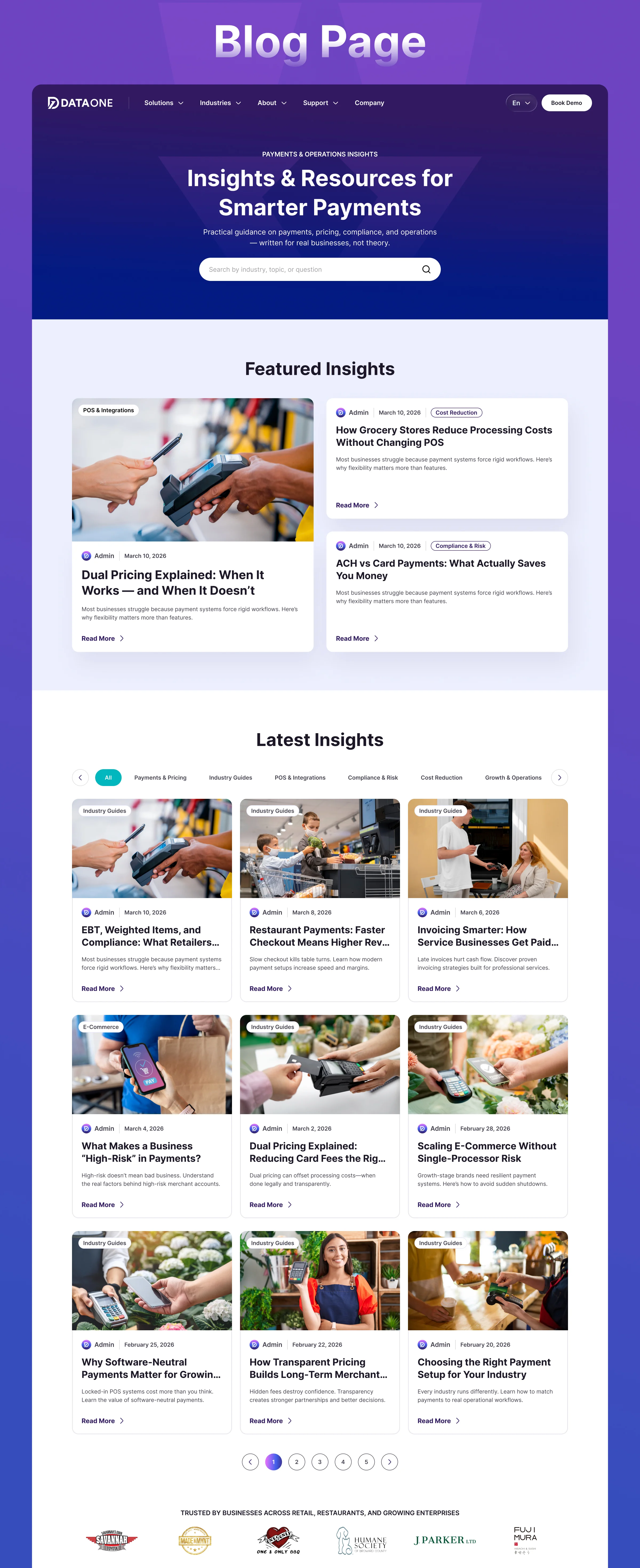 Data One – POS & Payments Management Service Website