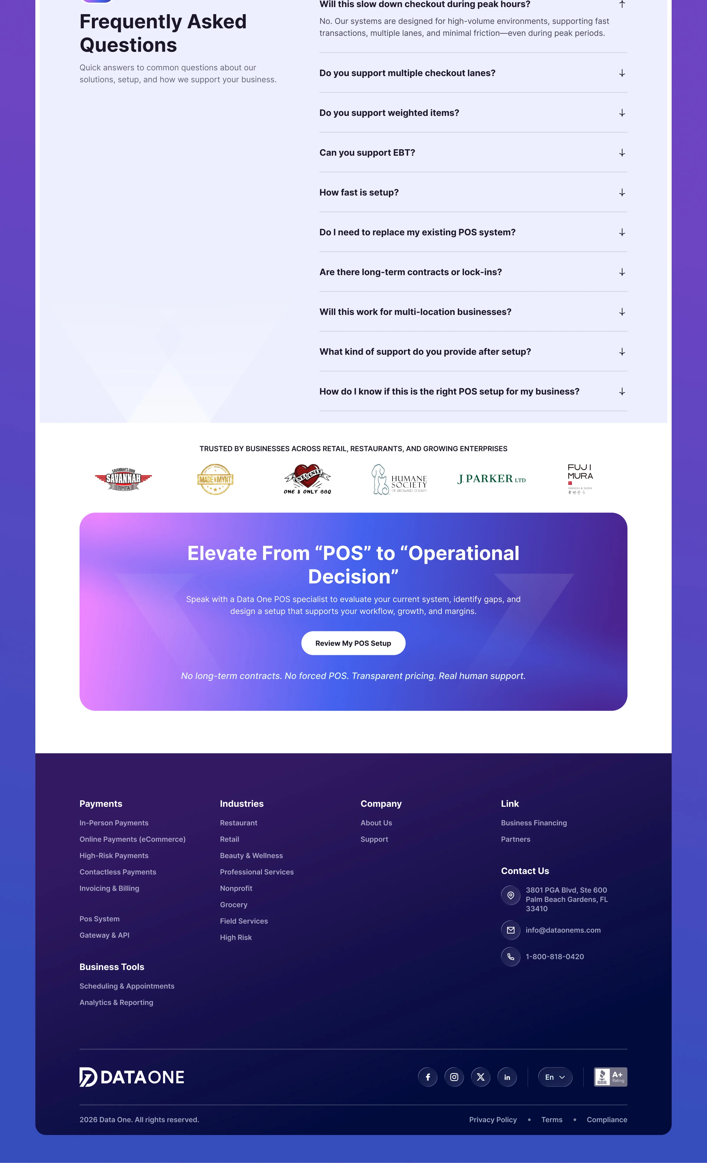 Data One – POS & Payments Management Service Website