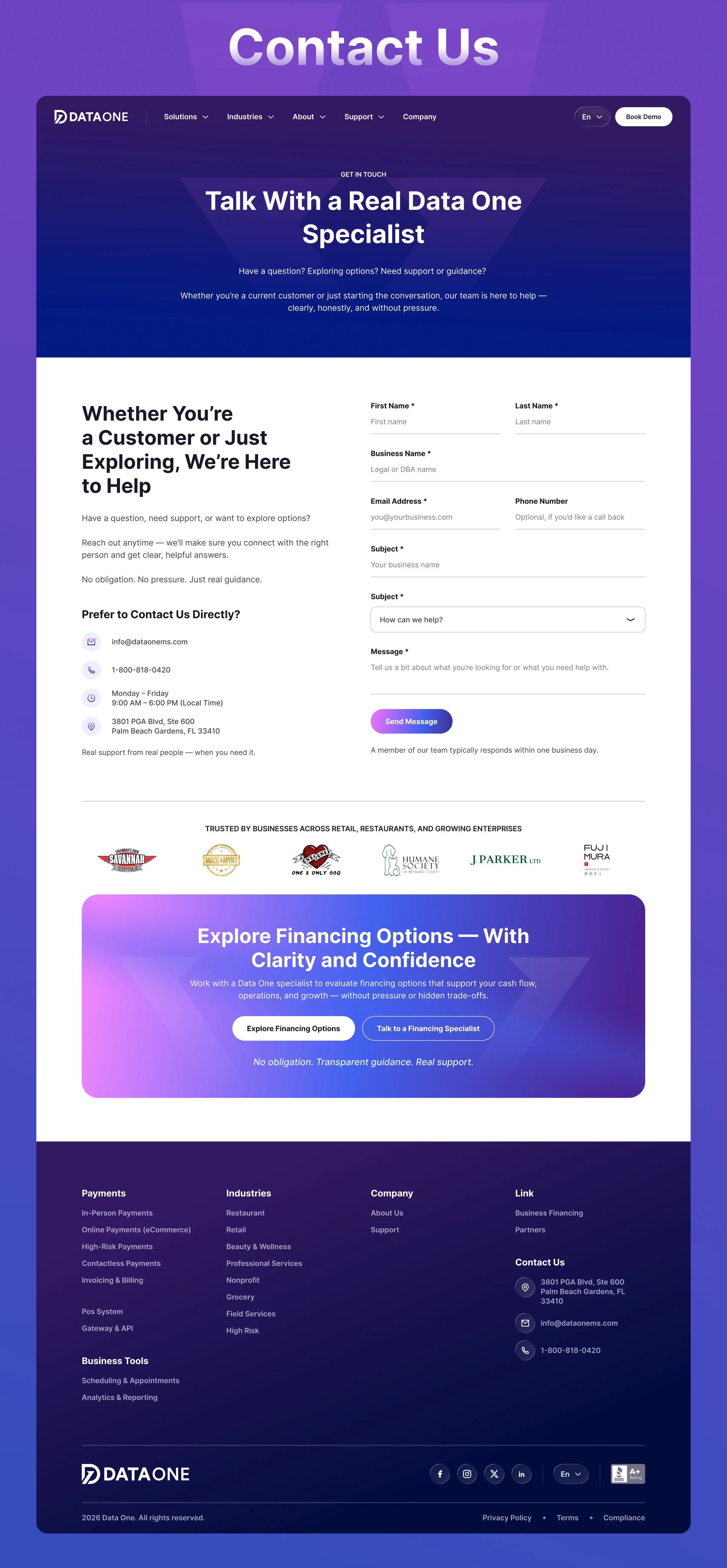Data One – POS & Payments Management Service Website