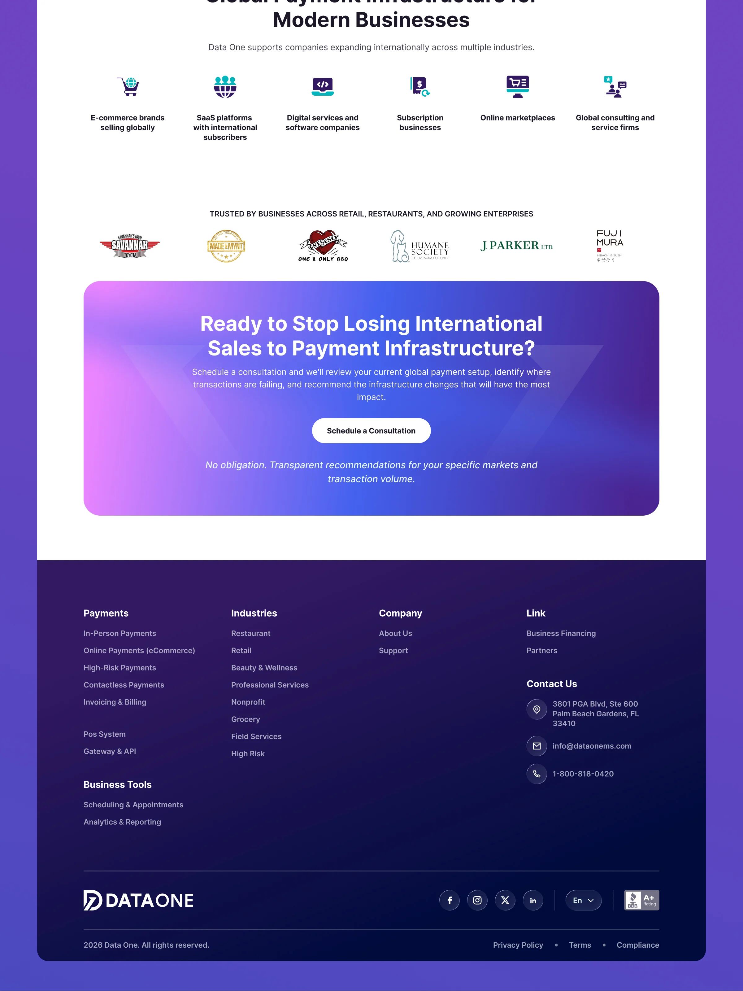 Data One – POS & Payments Management Service Website