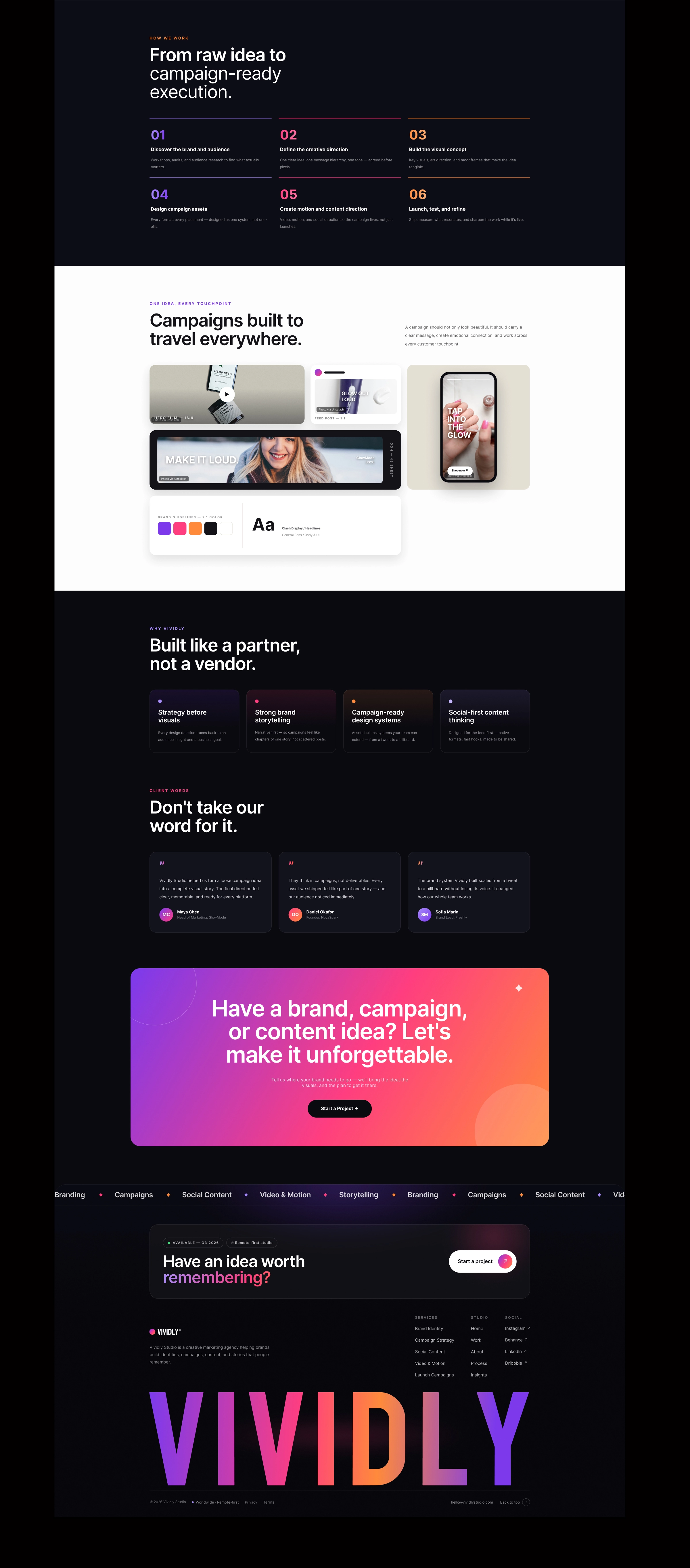 Vividly Studio – Marketing Agency Website UI Design
