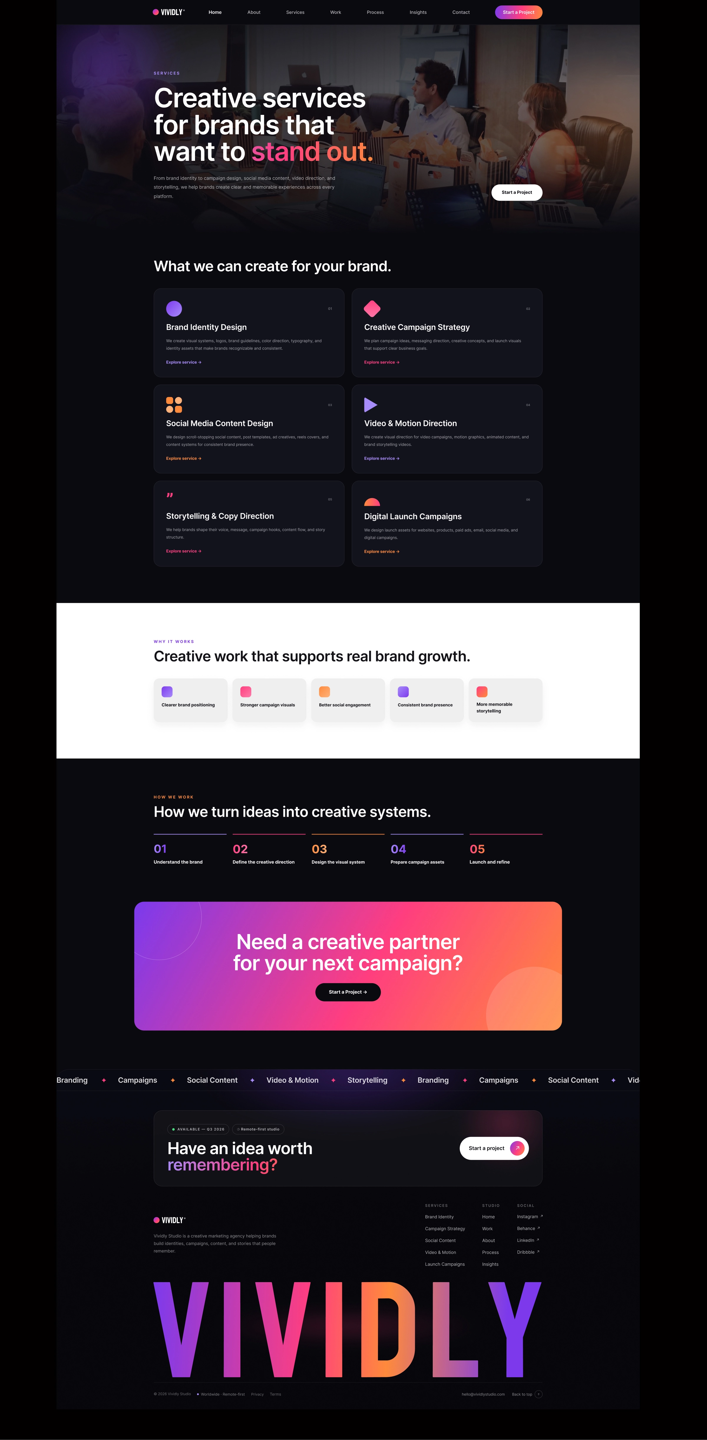 Vividly Studio – Marketing Agency Website UI Design