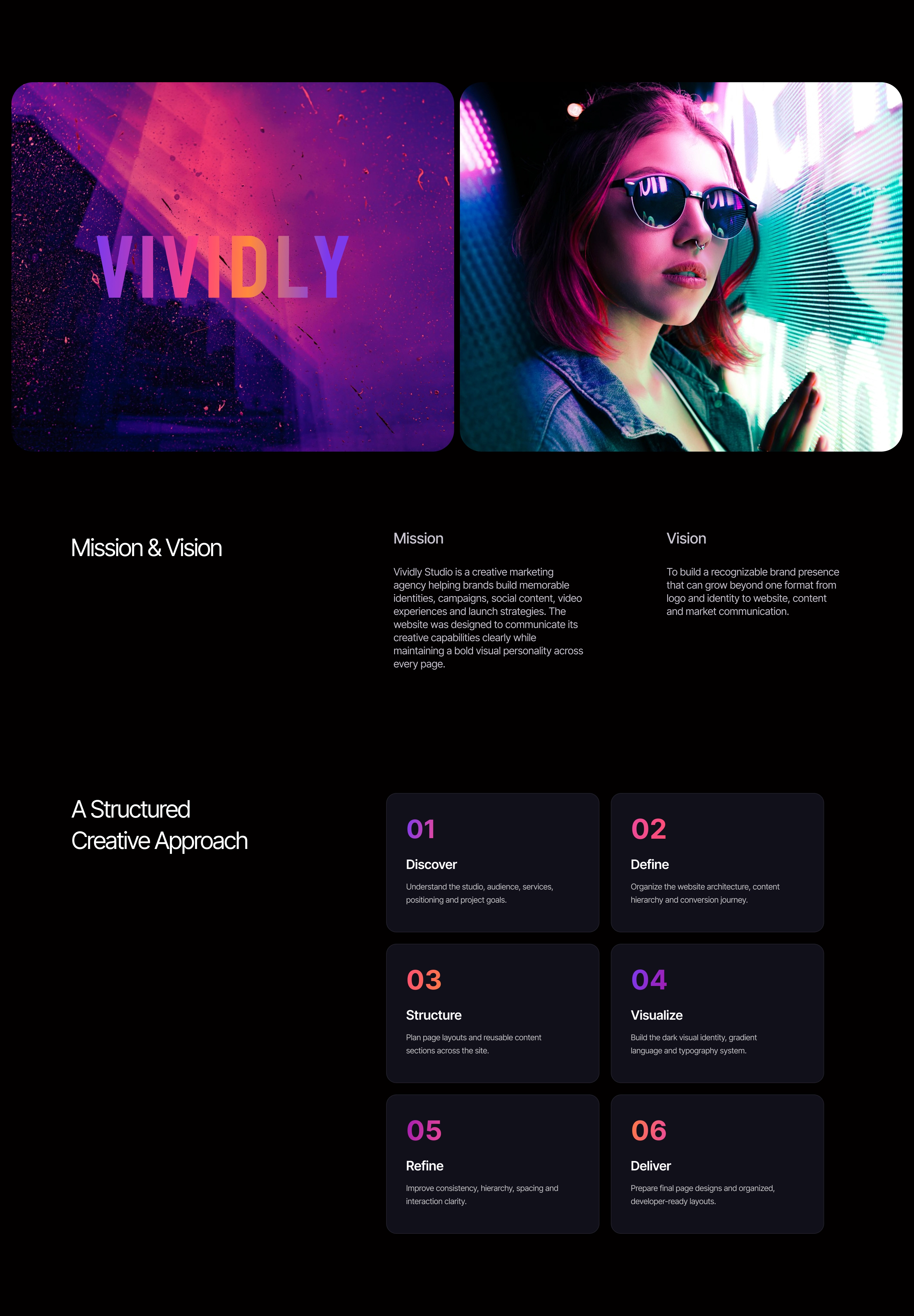 Vividly Studio – Marketing Agency Website UI Design