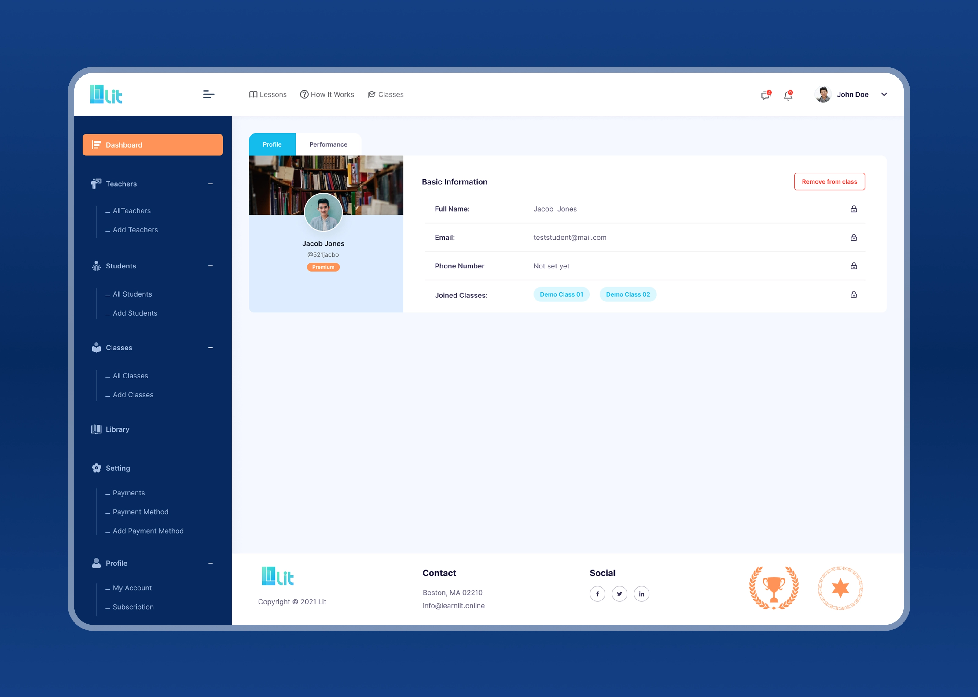 LMS Dashboard UI/UX Design for Online Learning Platform
