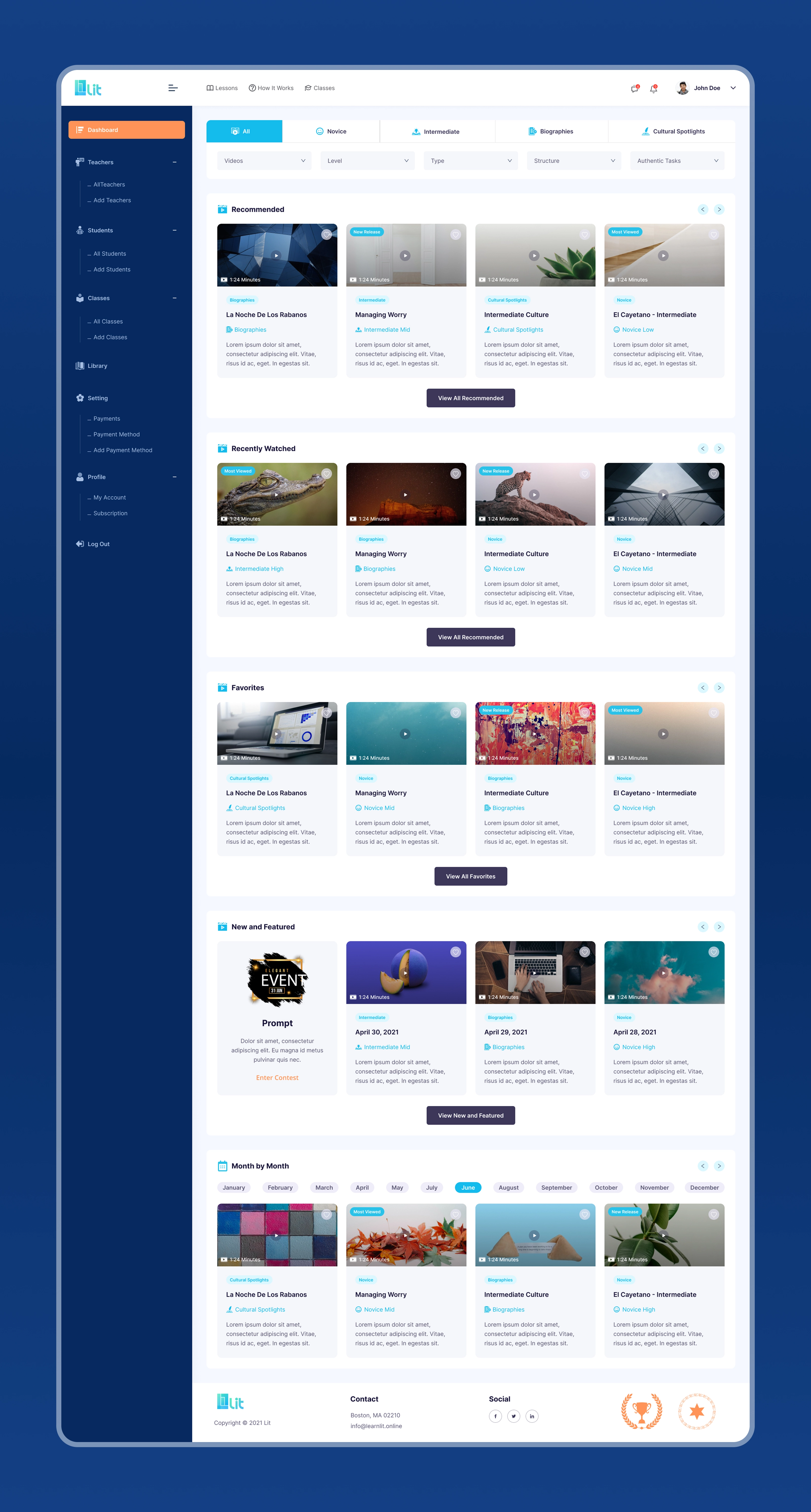 LMS Dashboard UI/UX Design for Online Learning Platform