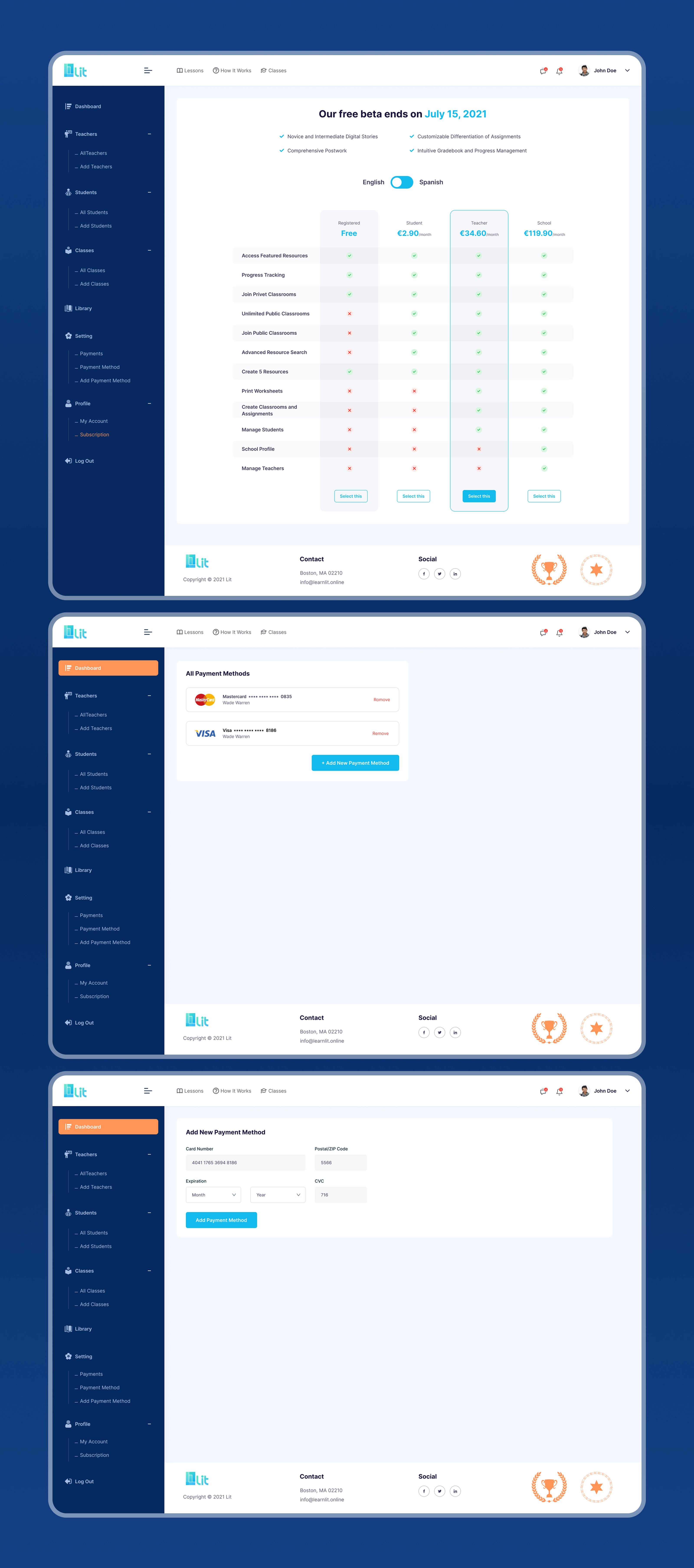 LMS Dashboard UI/UX Design for Online Learning Platform