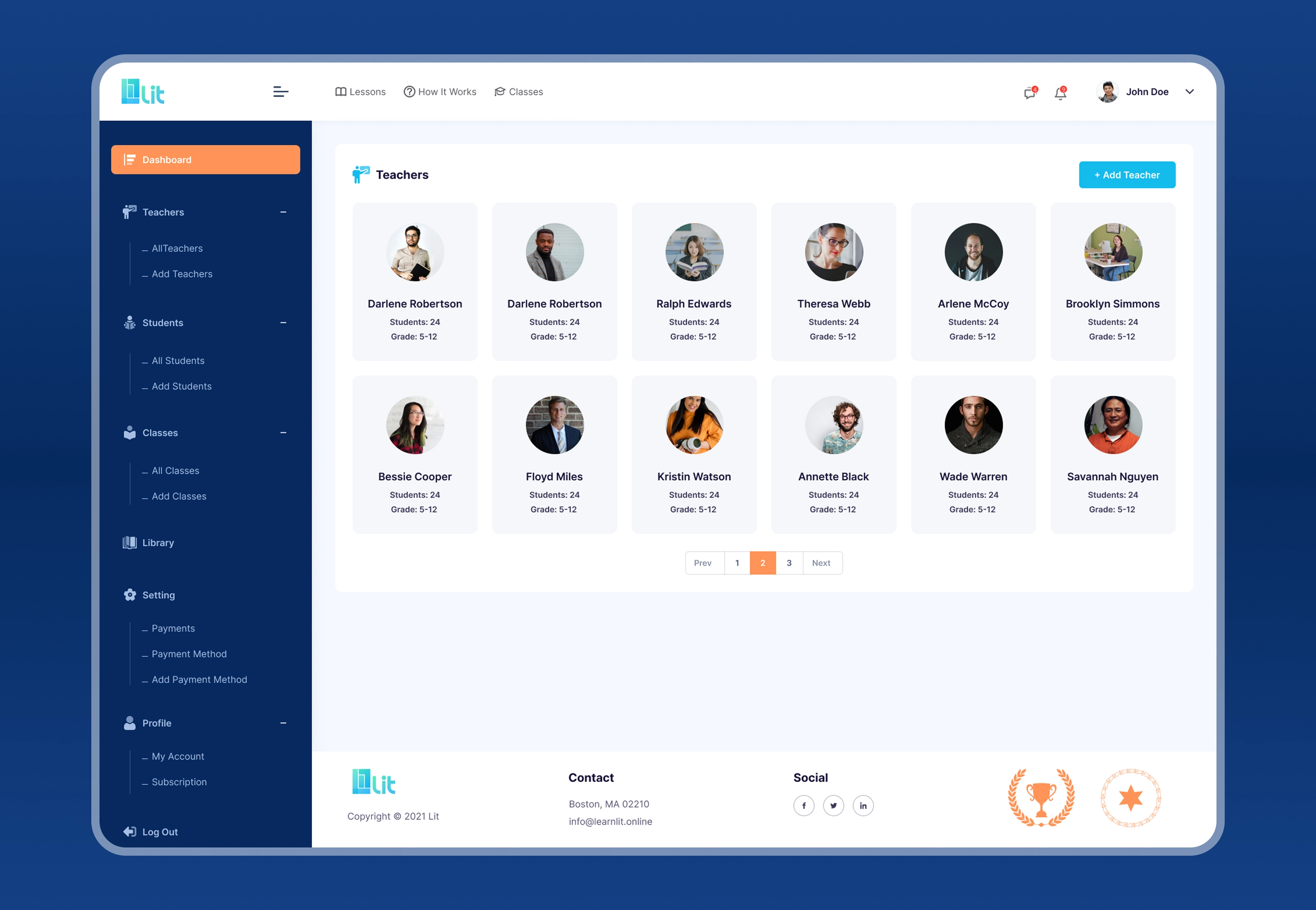 LMS Dashboard UI/UX Design for Online Learning Platform