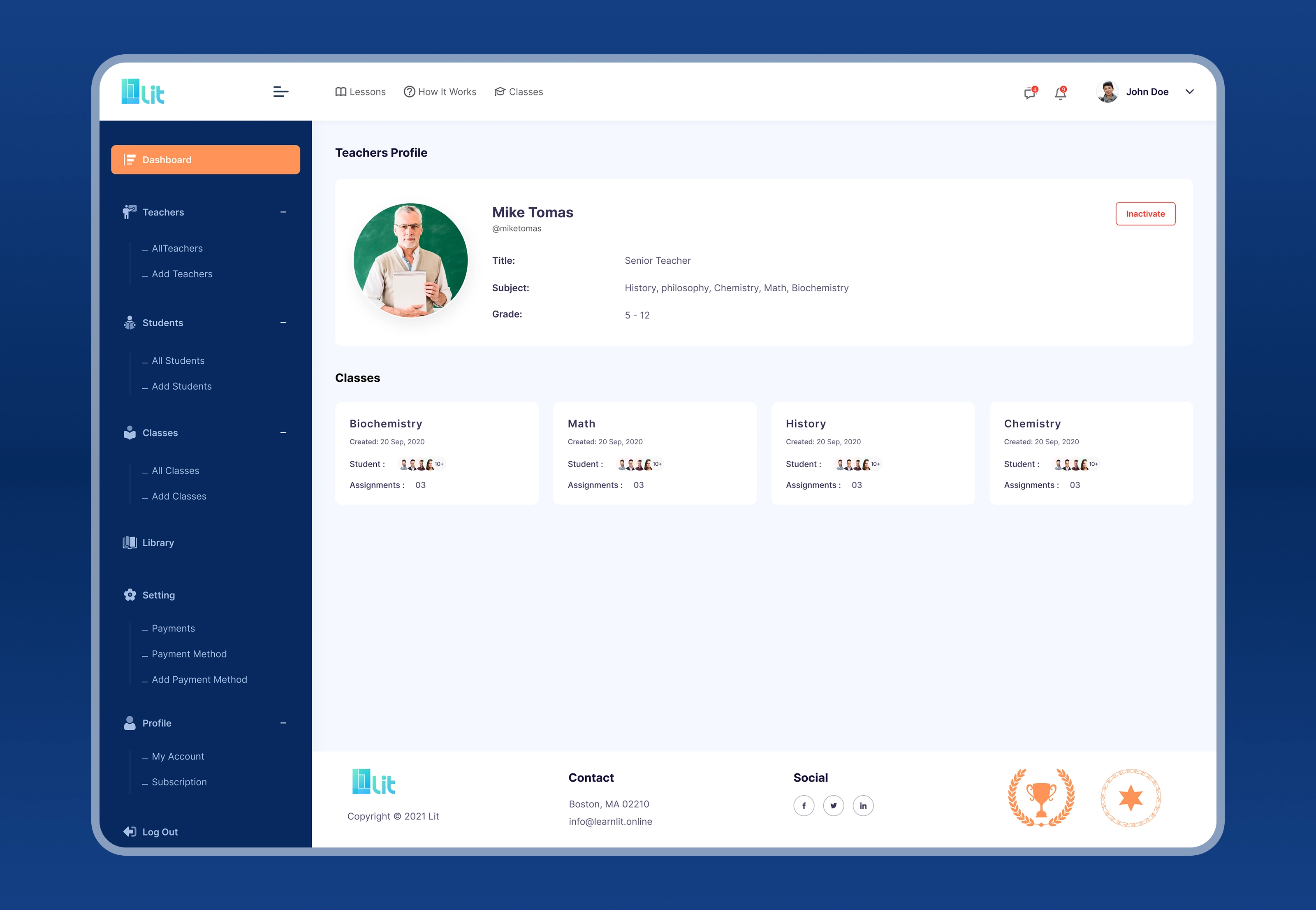 LMS Dashboard UI/UX Design for Online Learning Platform