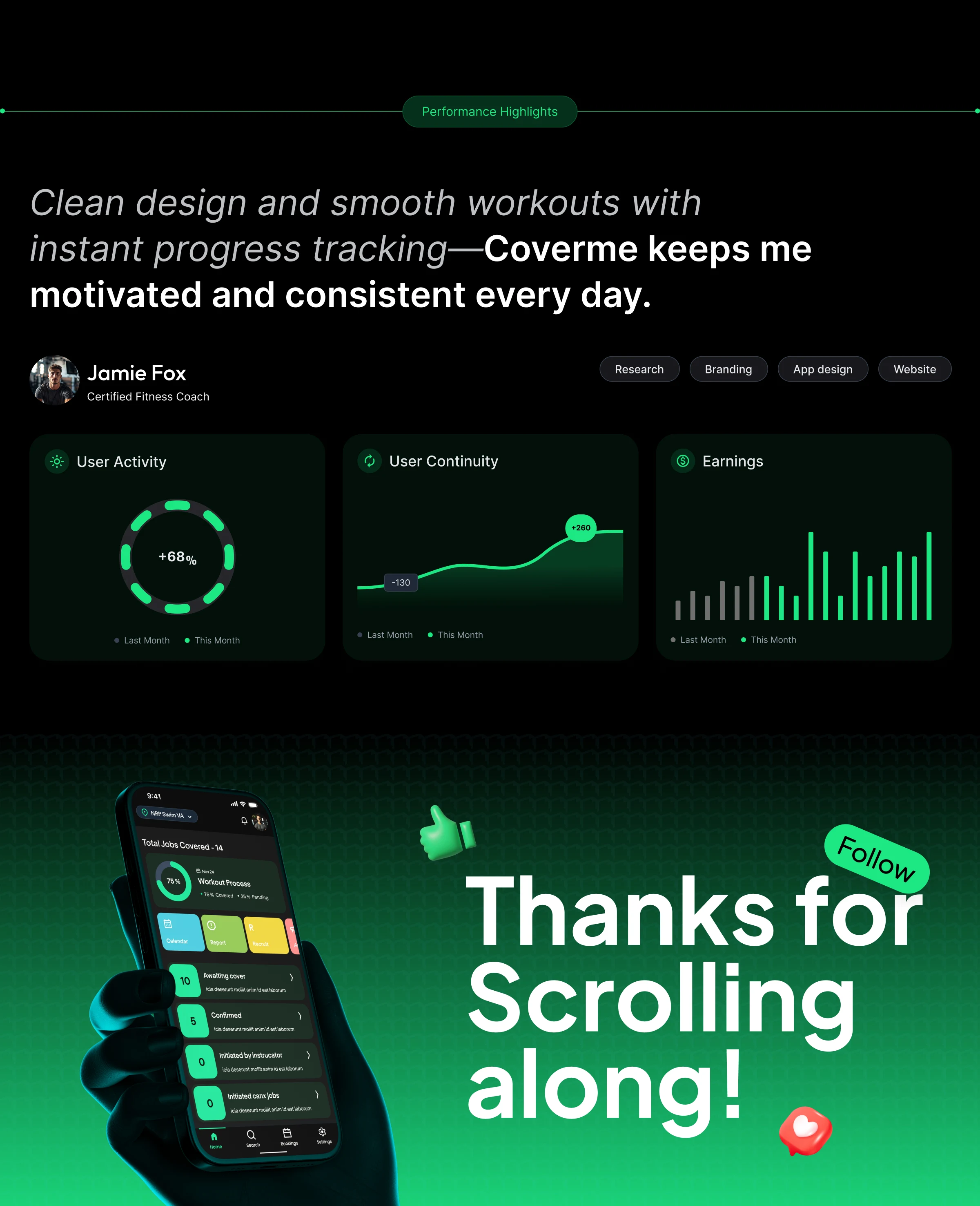 Coverme | Fitness Mobile App UI/UX Design | Workout & Health Tracking