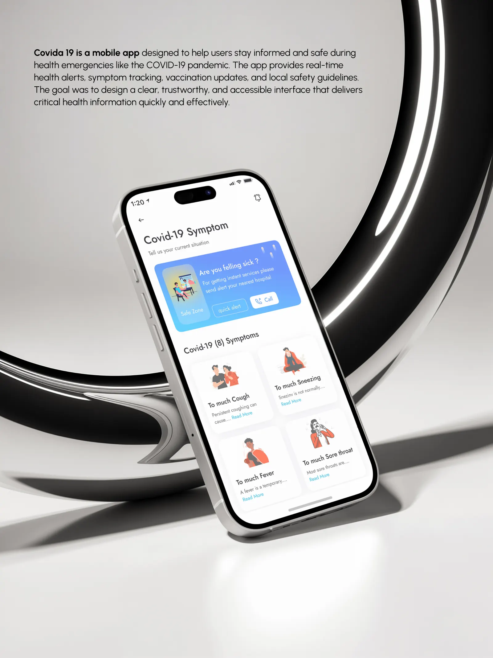 Covida 19 – COVID Health Safety Mobile App UI Design