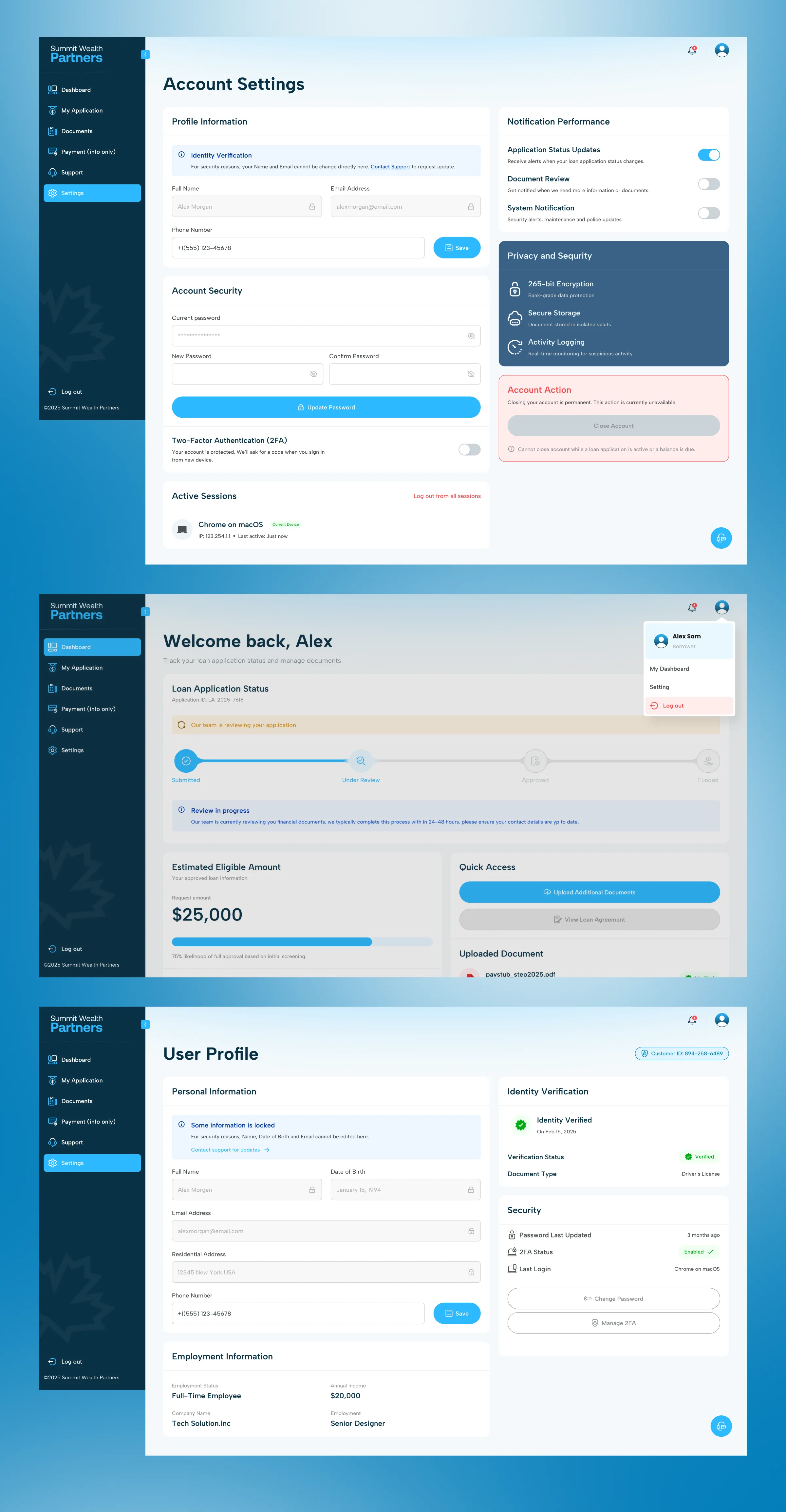 Summit – Wealth Management & Investment Planning Web App UI/UX